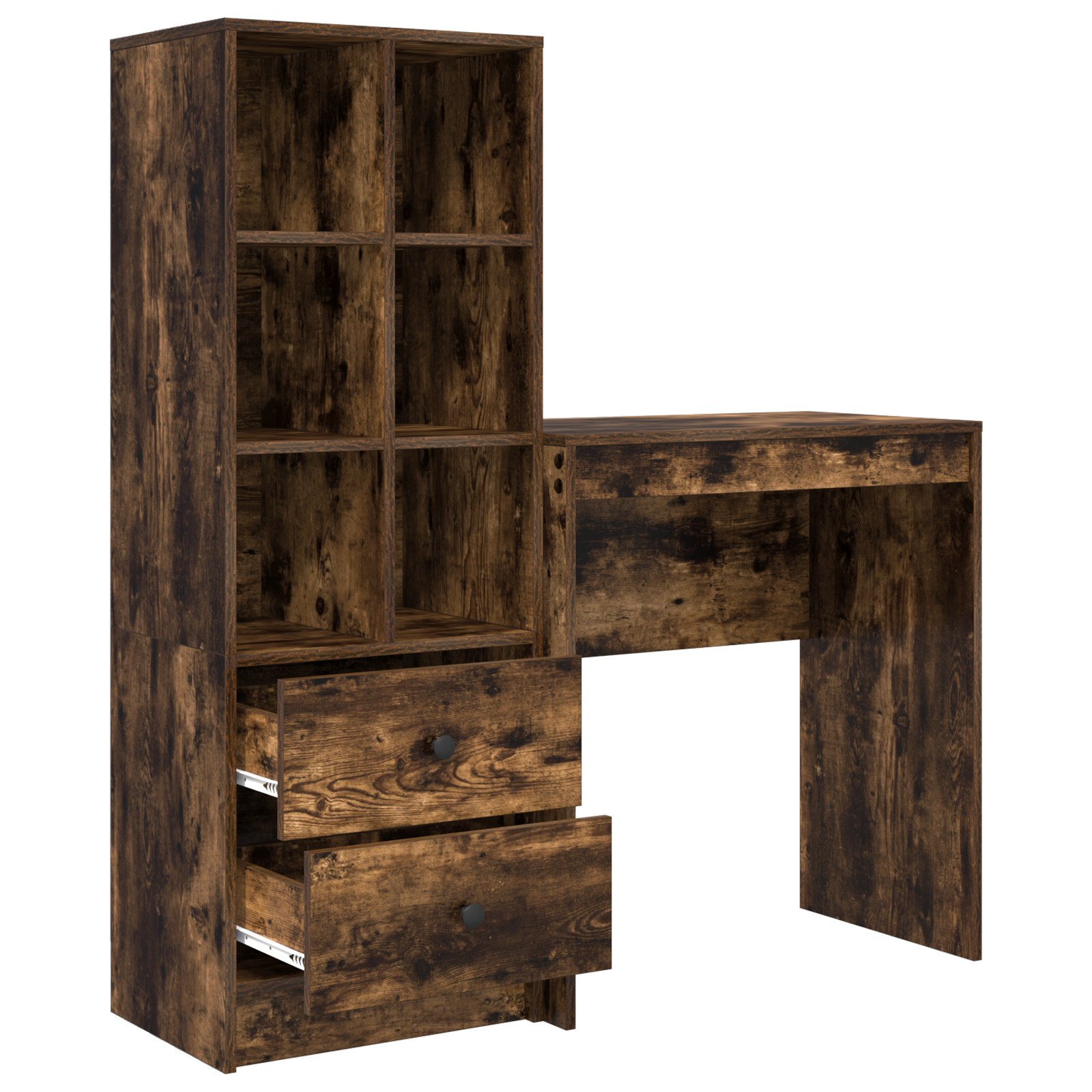 Desk with Storage Smoked Oak Engineered Wood - Image 6