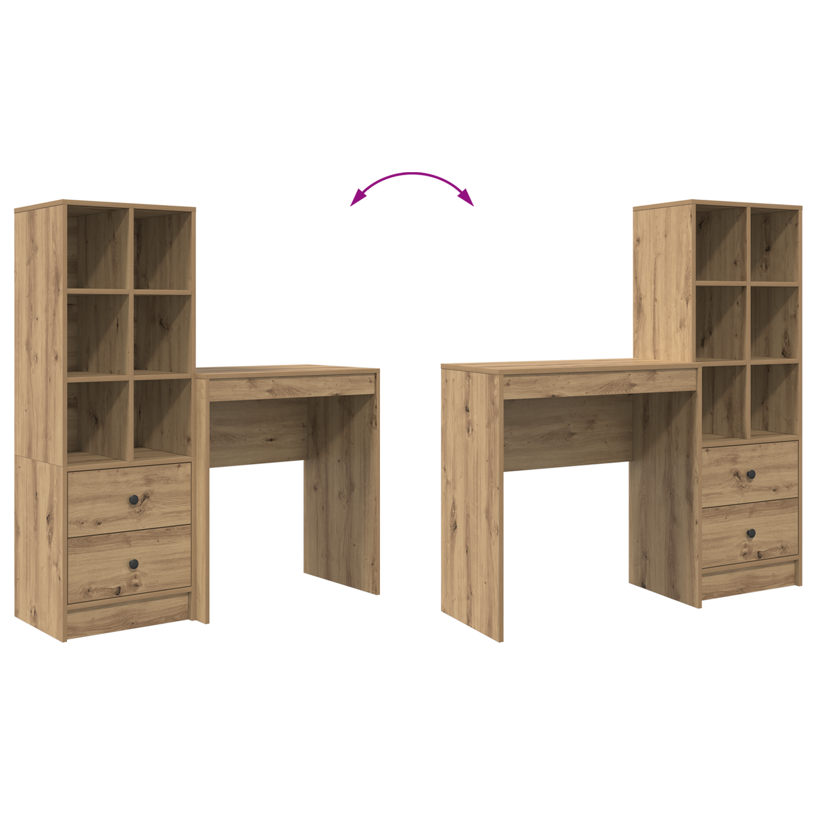 Miza s predalom s polico s shranjevanjem 2 pcs Umetni hrast - slika 12