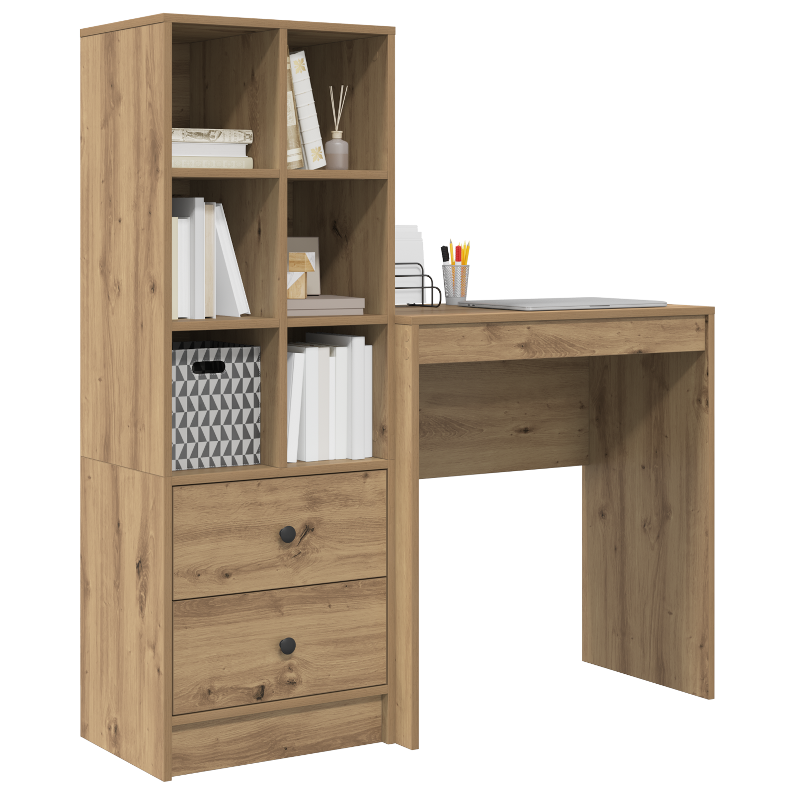 Desk with Storage Artisan Oak Engineered Wood - Image 3