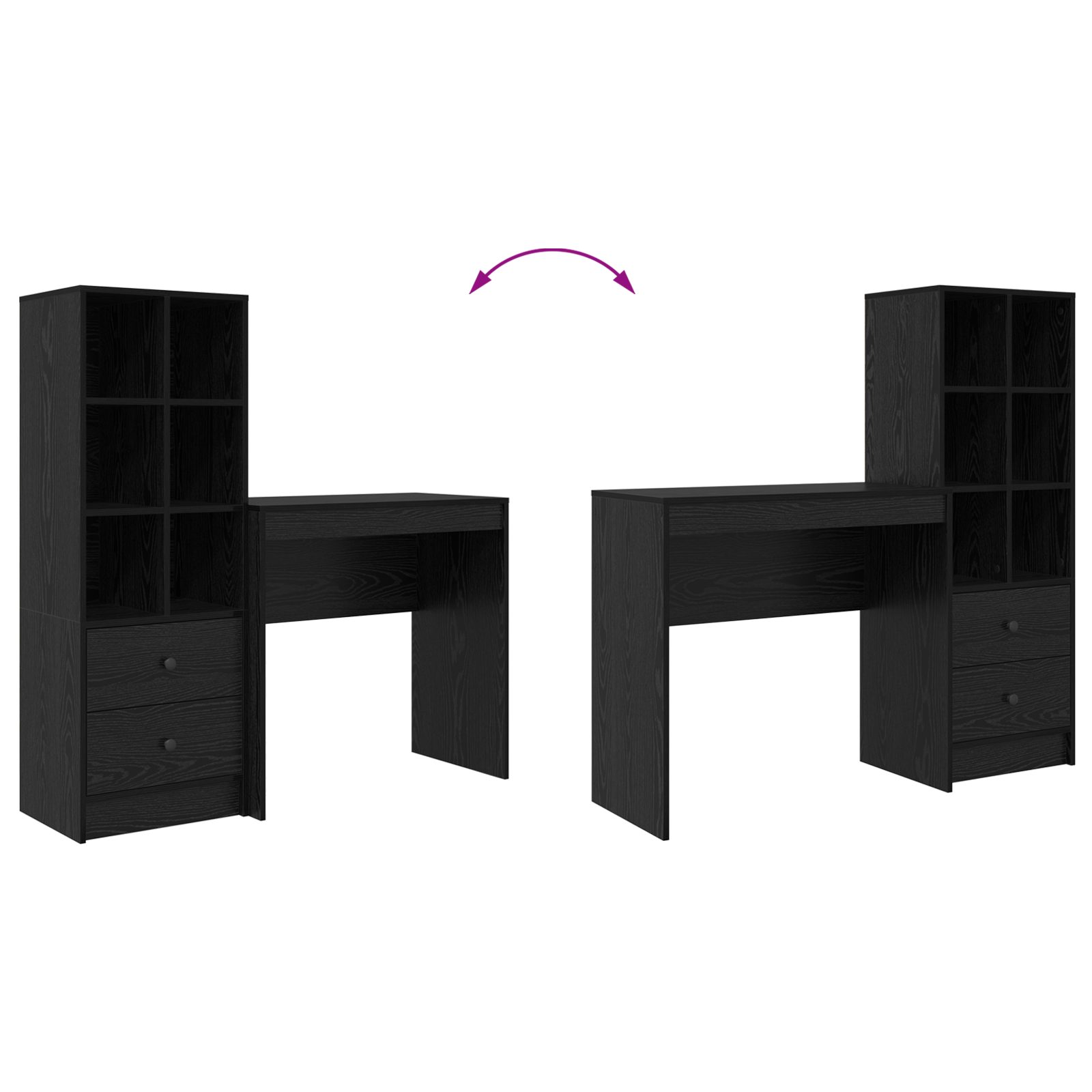 Miza s predalom s polico s shranjevanjem 2 pcs Črna Orehovina - slika 12