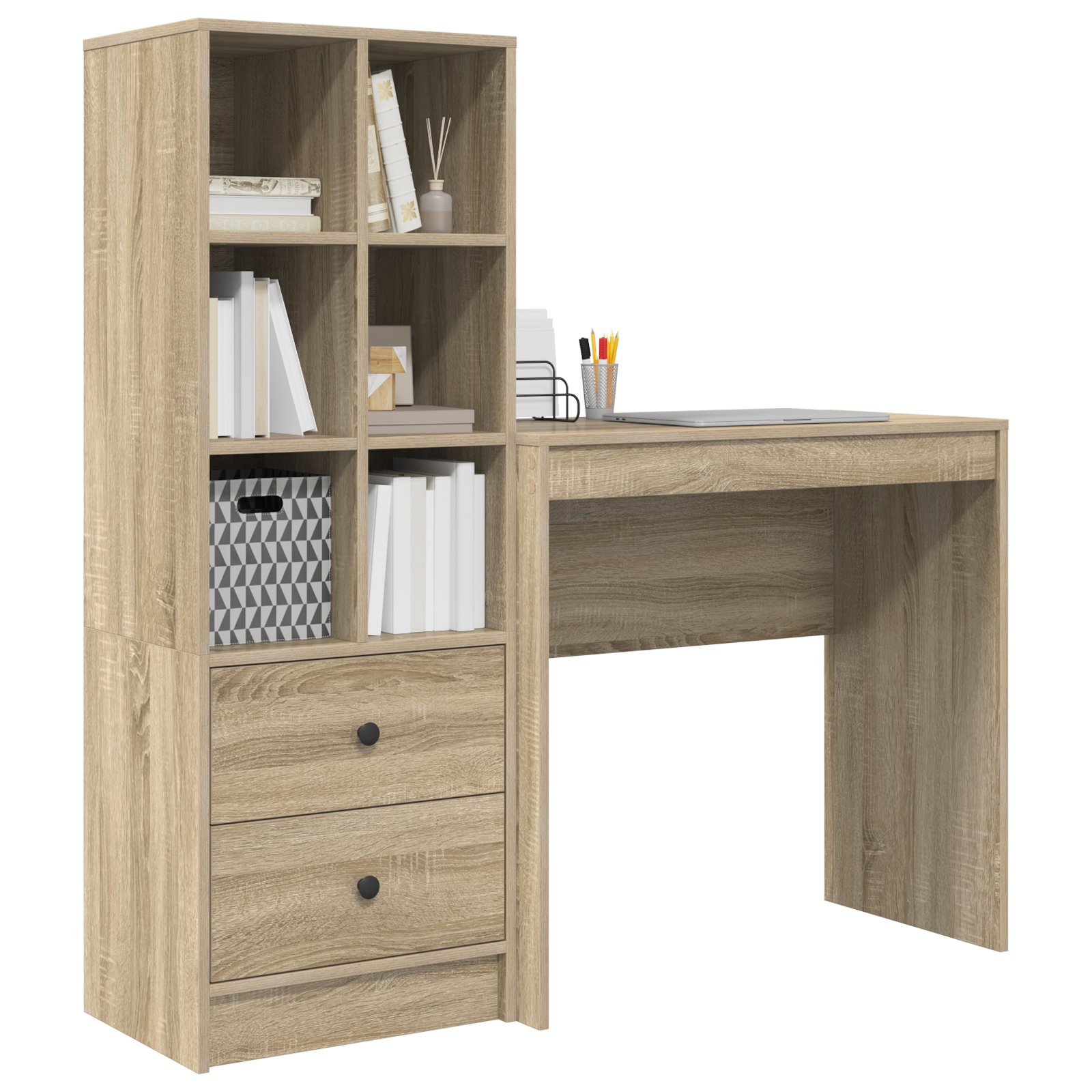 Desk with Storage Sonoma Oak Engineered Wood - Image 3