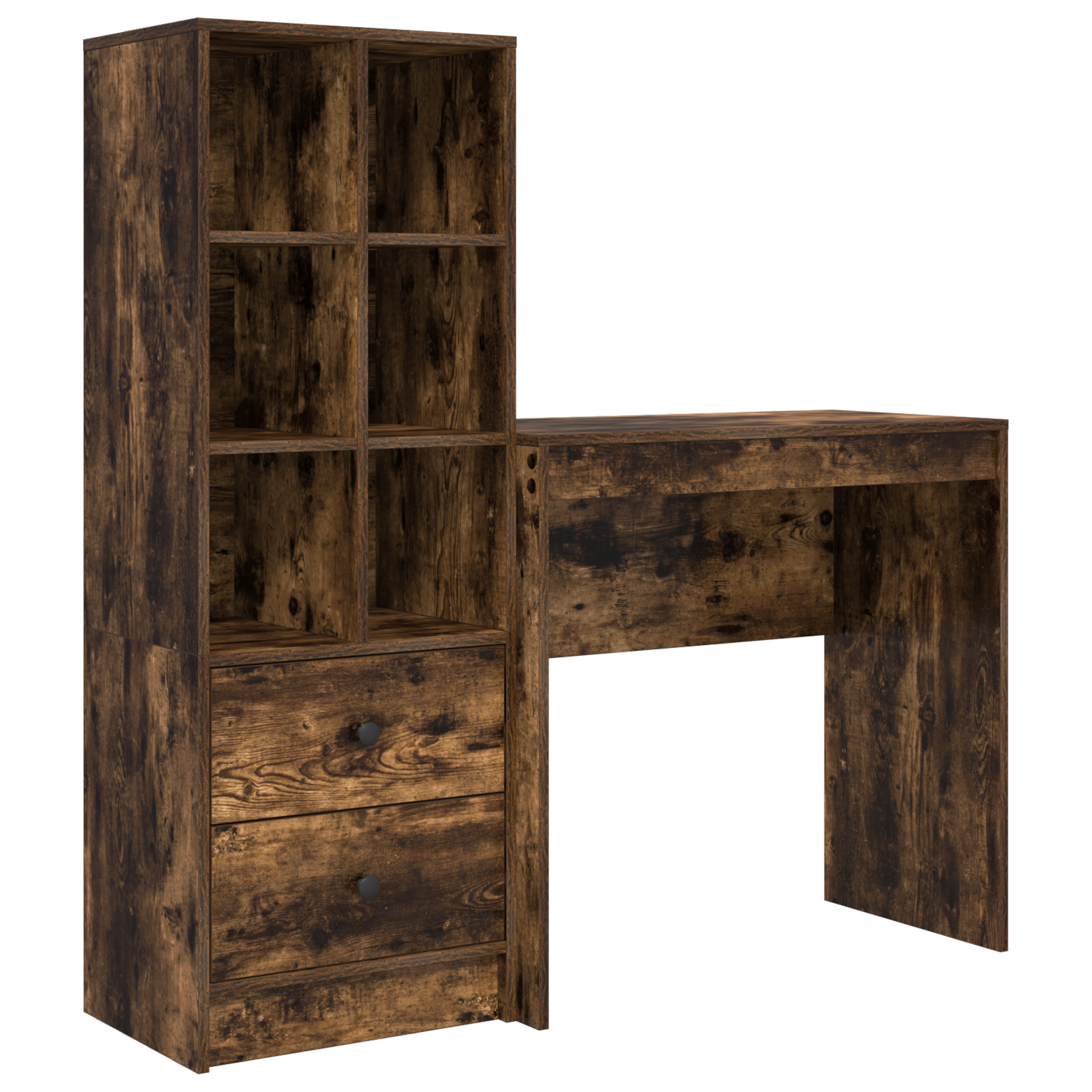 Desk with Storage Smoked Oak Engineered Wood - Image 2