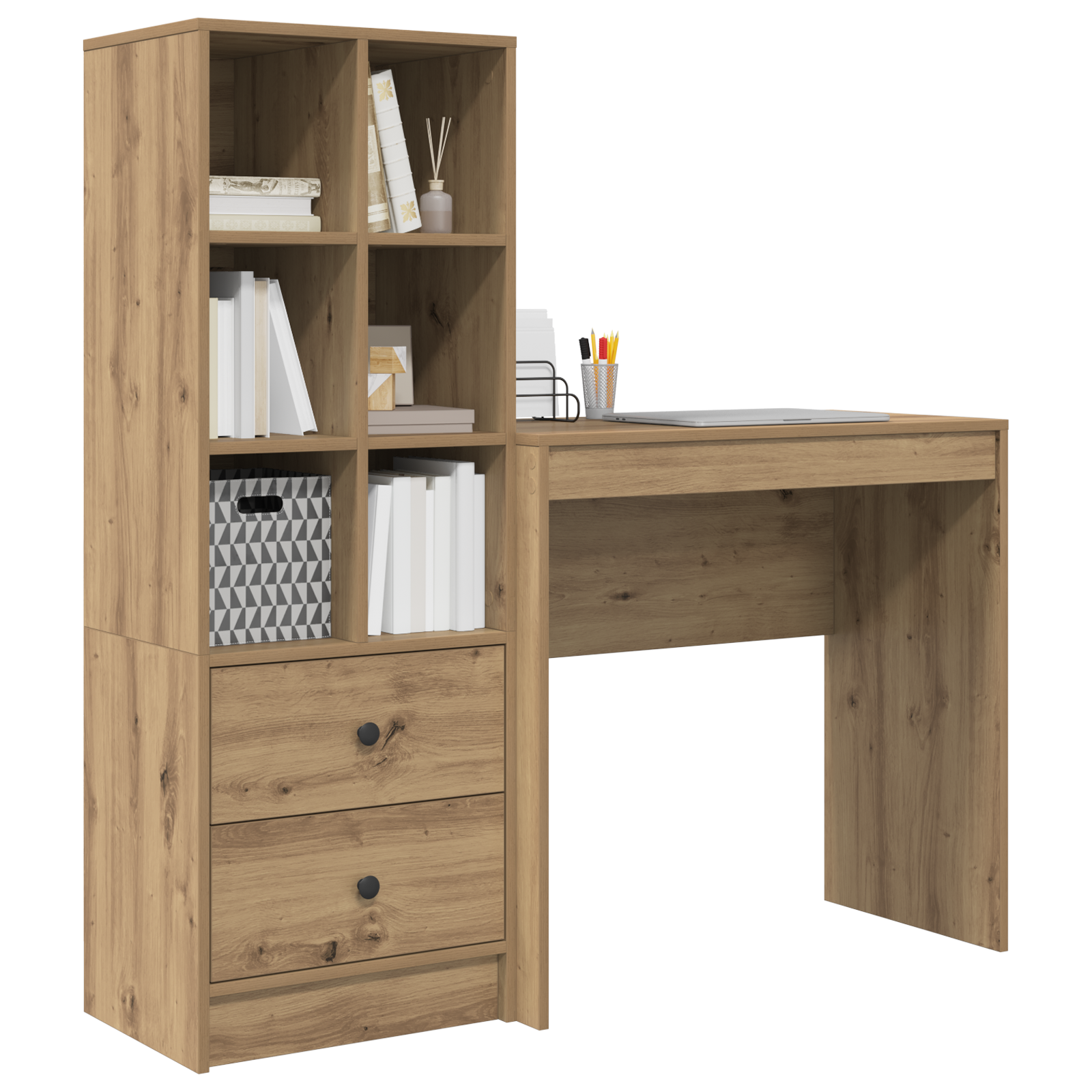 Desk with Storage Artisan Oak Engineered Wood - Image 3
