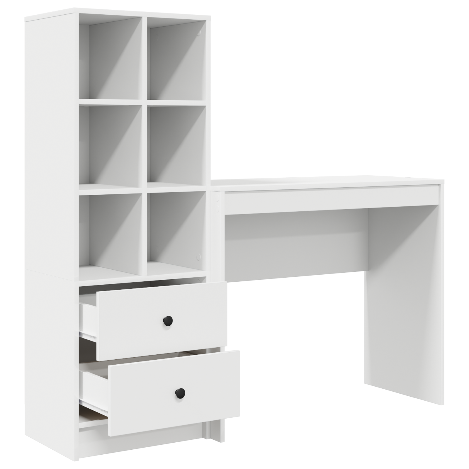 Desk with Storage White Engineered Wood - Image 6
