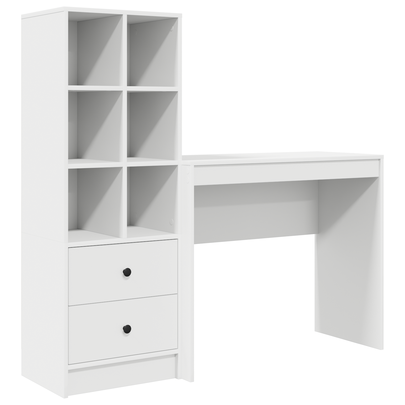 Desk with Storage White Engineered Wood - Image 2