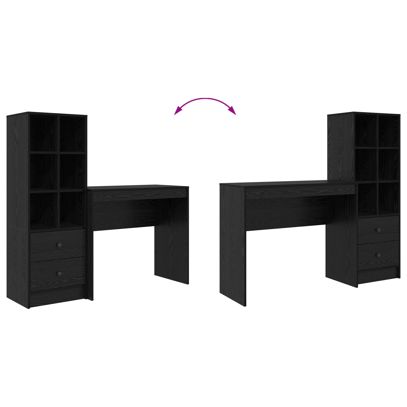 Miza s predalom s polico s shranjevanjem 2 pcs Črna Orehovina - slika 12