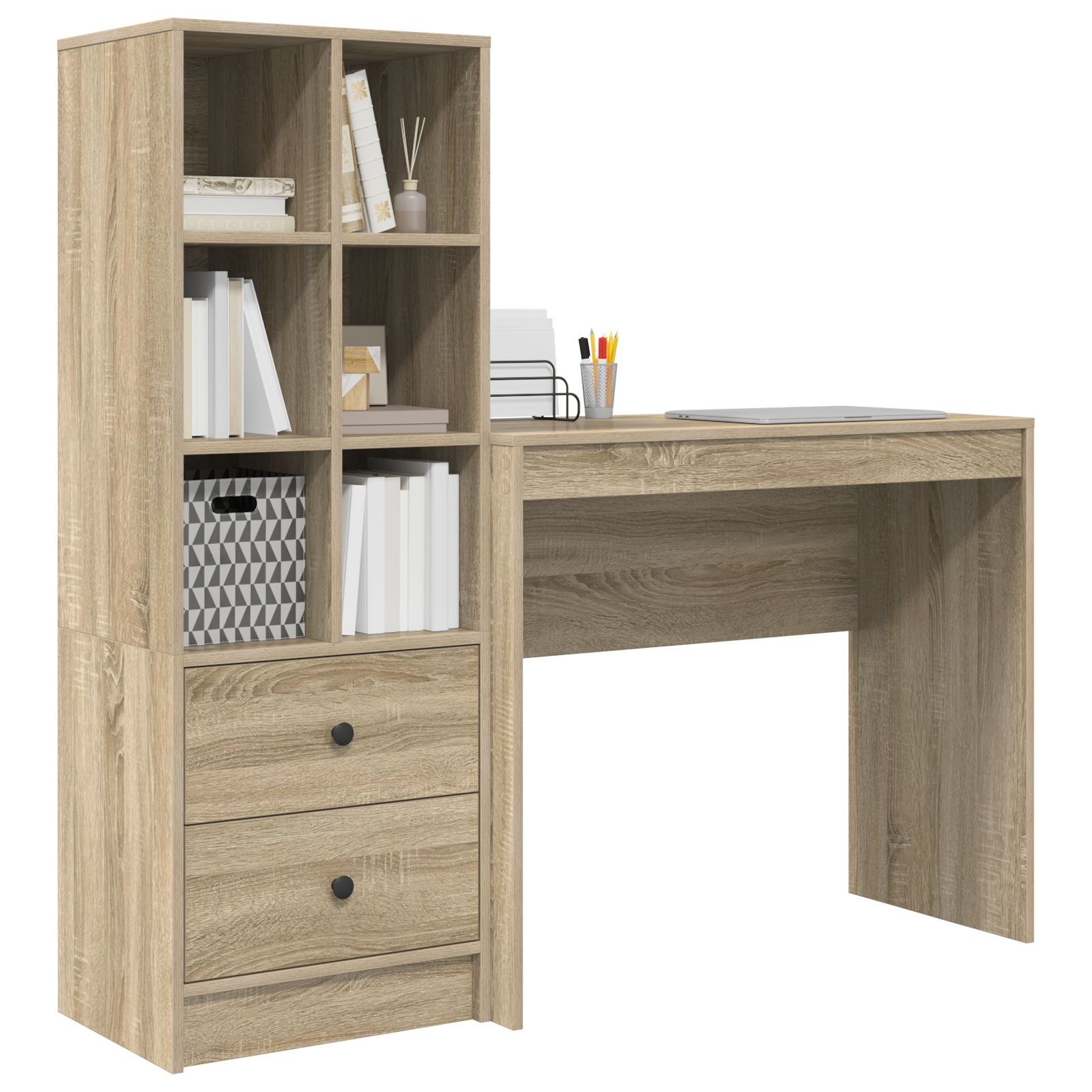 Desk with Storage Sonoma Oak Engineered Wood - Image 3