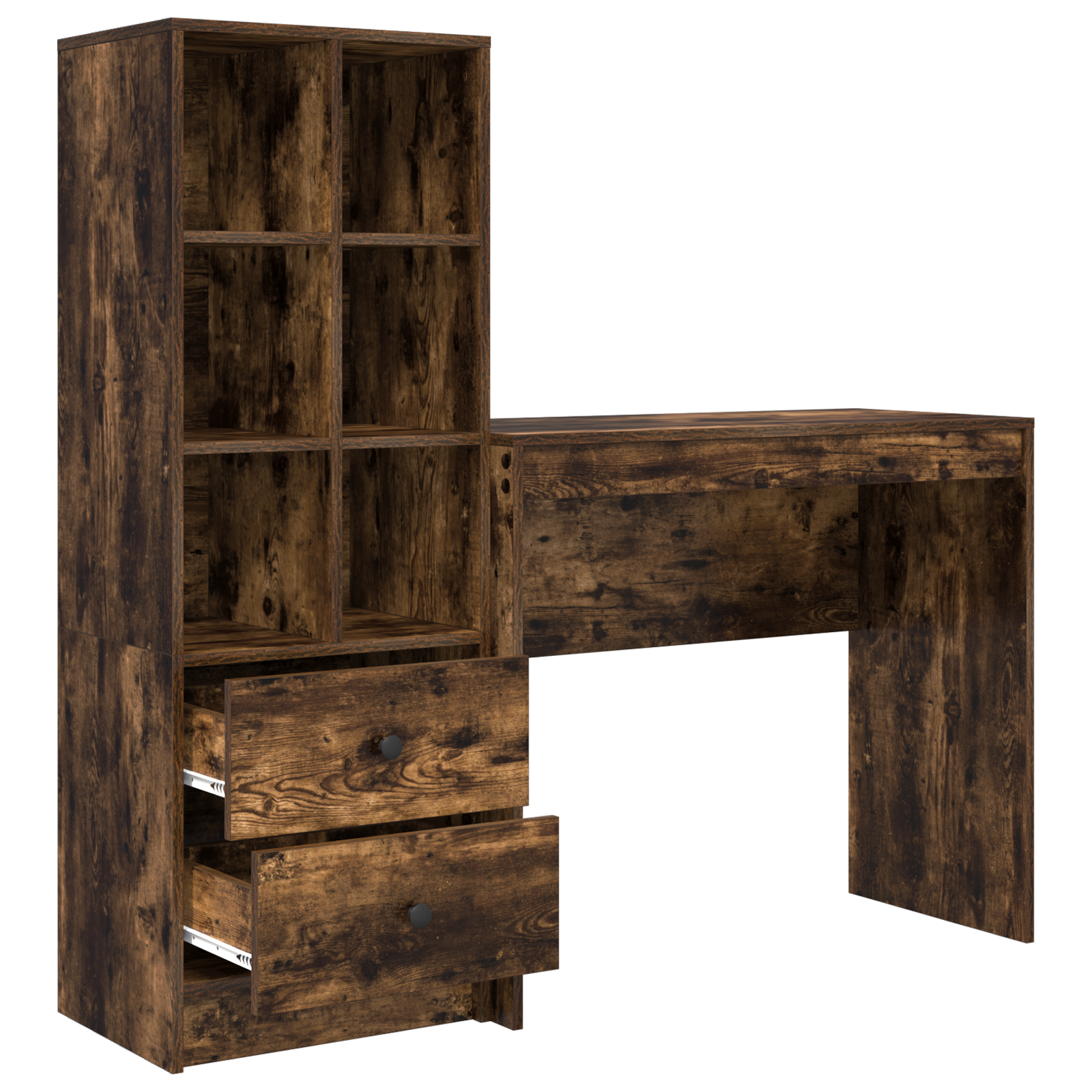 Desk with Storage Smoked Oak Engineered Wood - Image 6
