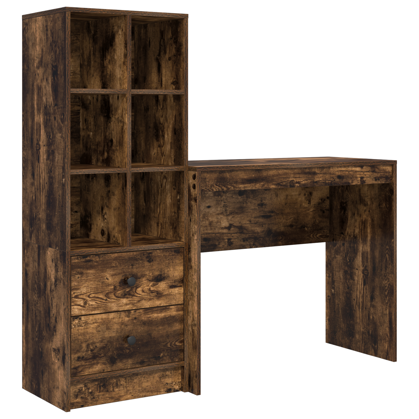 Desk with Storage Smoked Oak Engineered Wood - Image 2