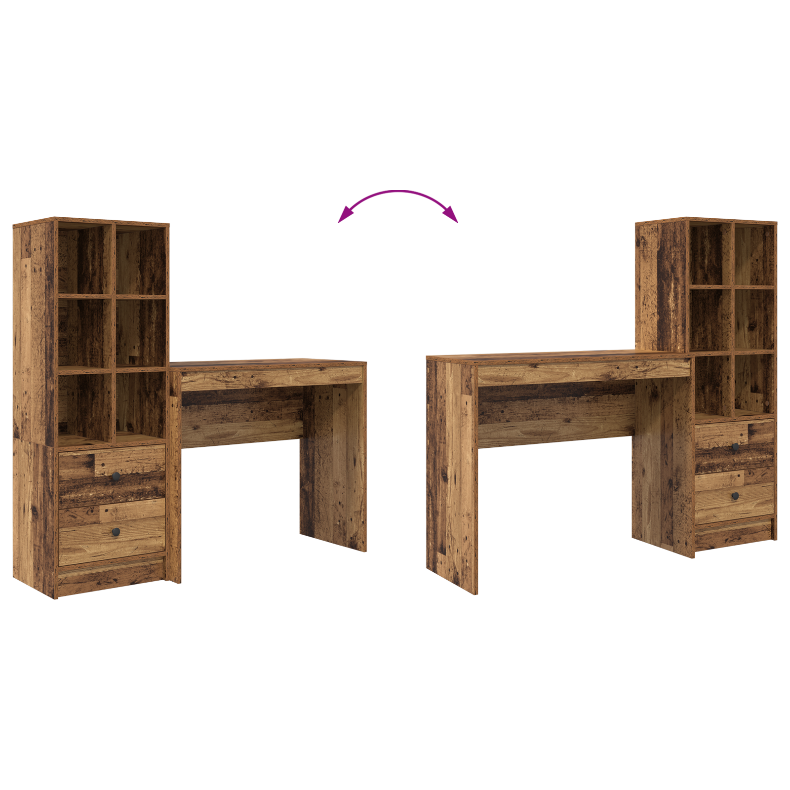 Miza s predalom s polico s shranjevanjem 2 pcs Star les - slika 12