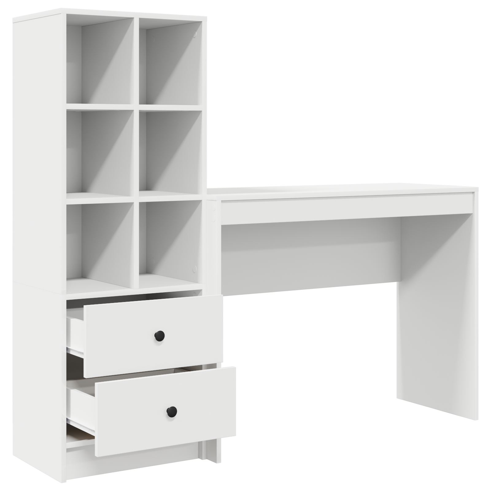 Desk with Storage White Engineered Wood - Image 6