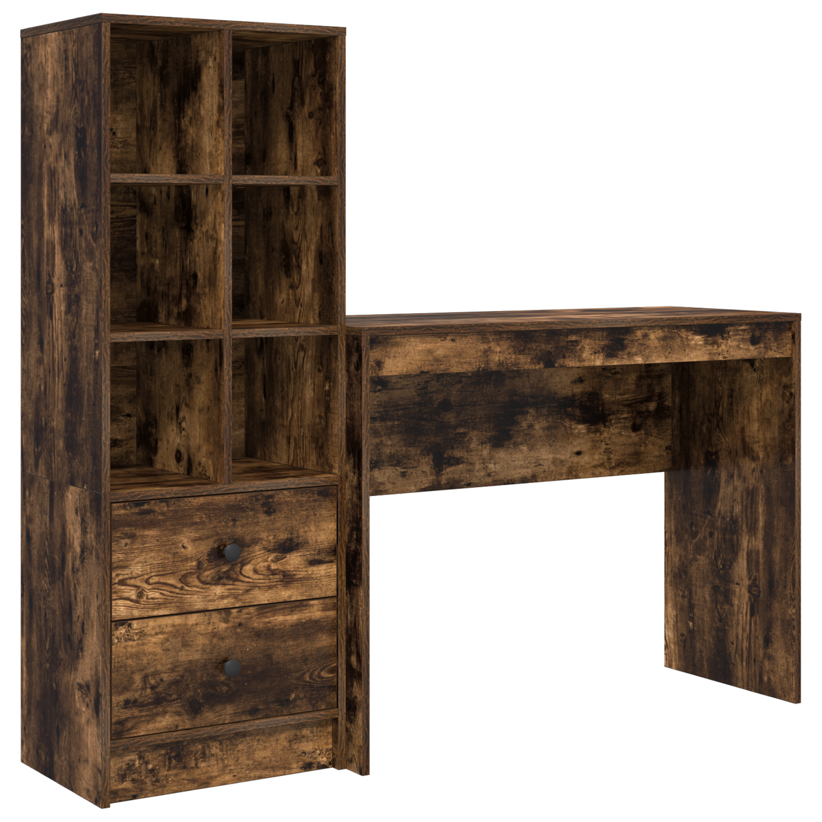 Desk with Storage Smoked Oak Engineered Wood - Image 2