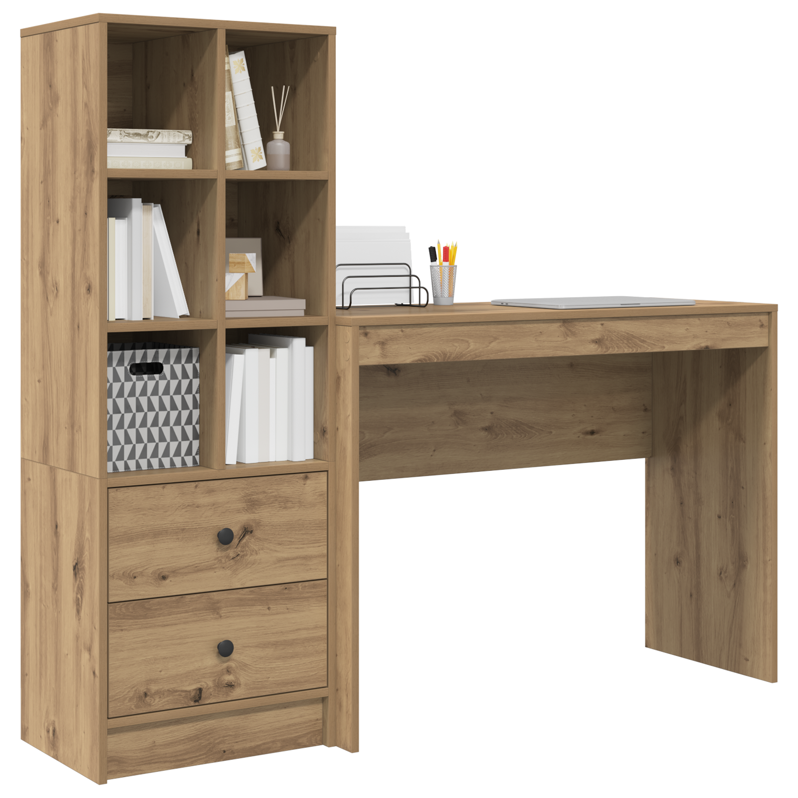 Desk with Storage Artisan Oak Engineered Wood - Image 3