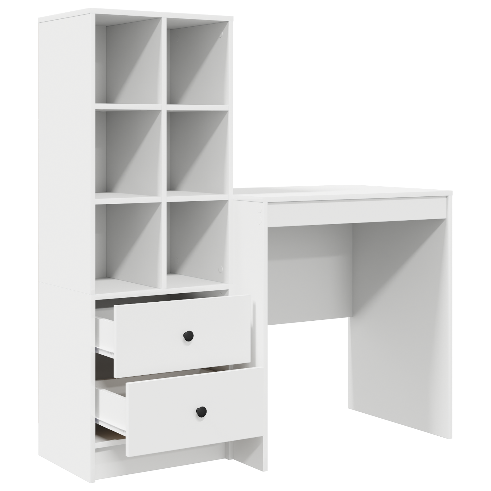 Desk with Storage White Engineered Wood - Image 6
