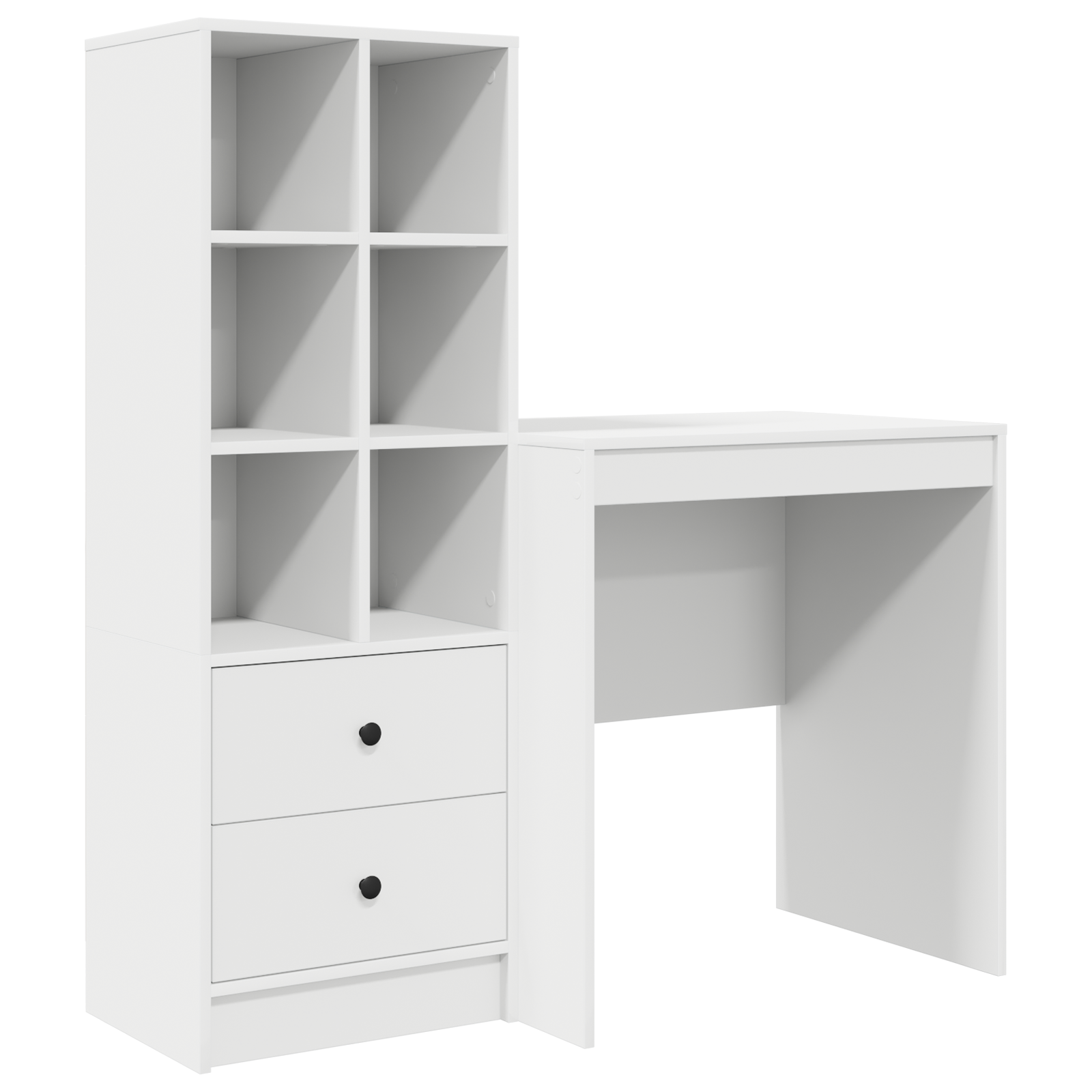Desk with Storage White Engineered Wood - Image 2