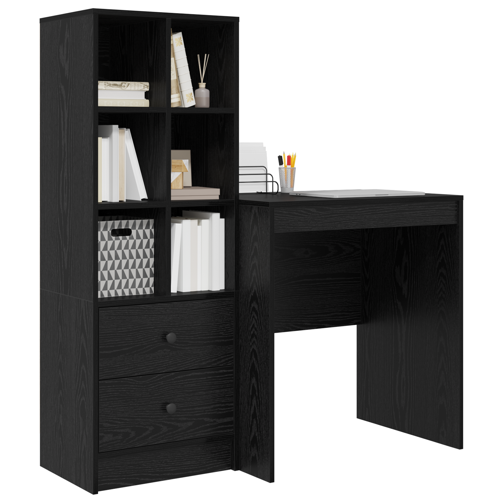 Desk with Storage Black Oak Engineered Wood - Image 3