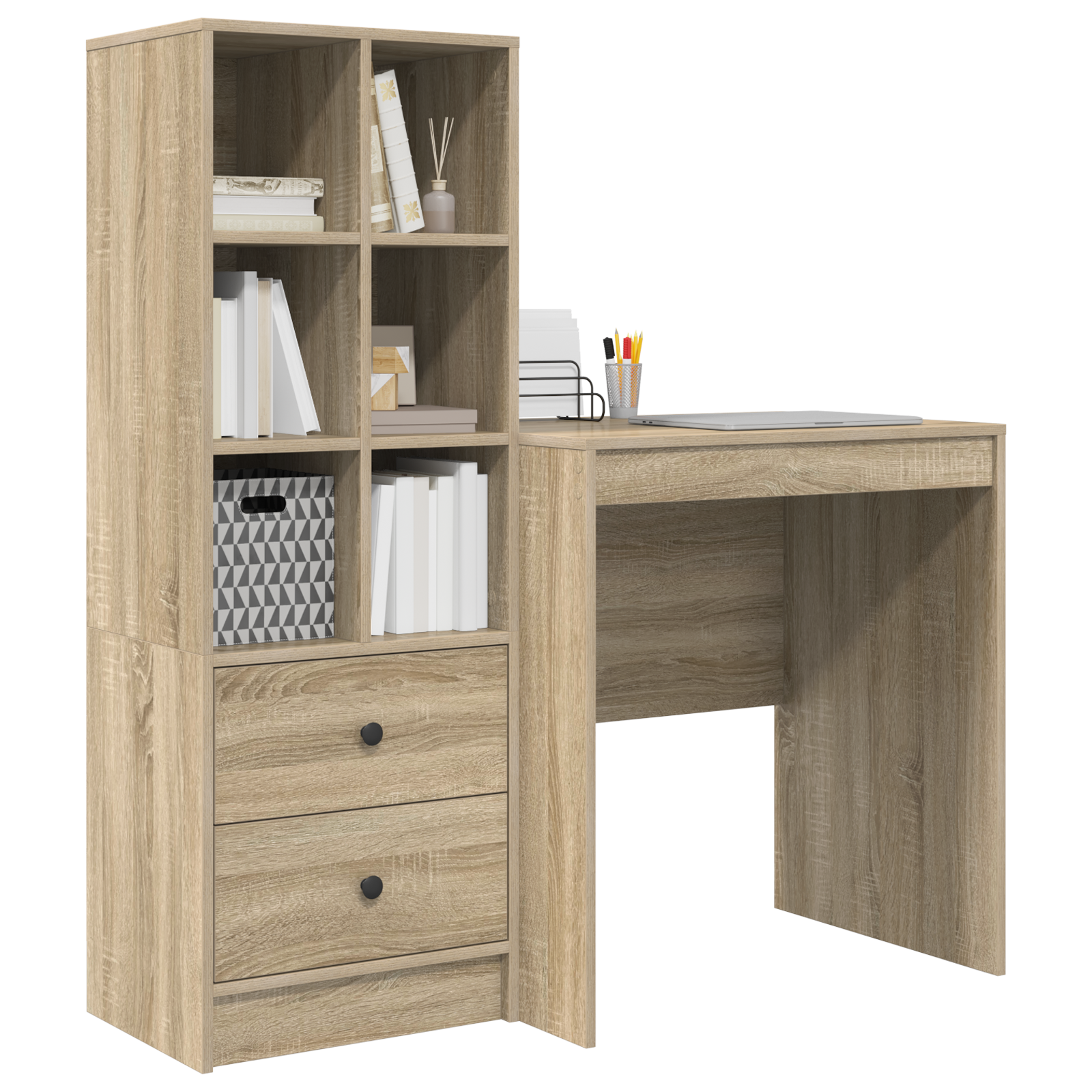 Desk with Storage Sonoma Oak Engineered Wood - Image 3