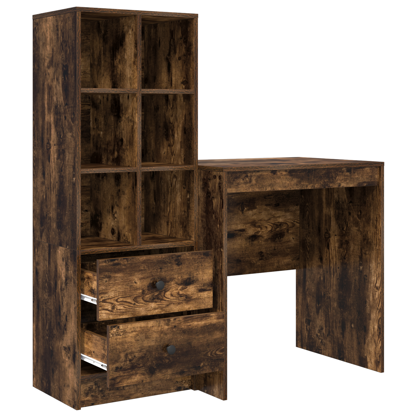 Desk with Storage Smoked Oak Engineered Wood - Image 6