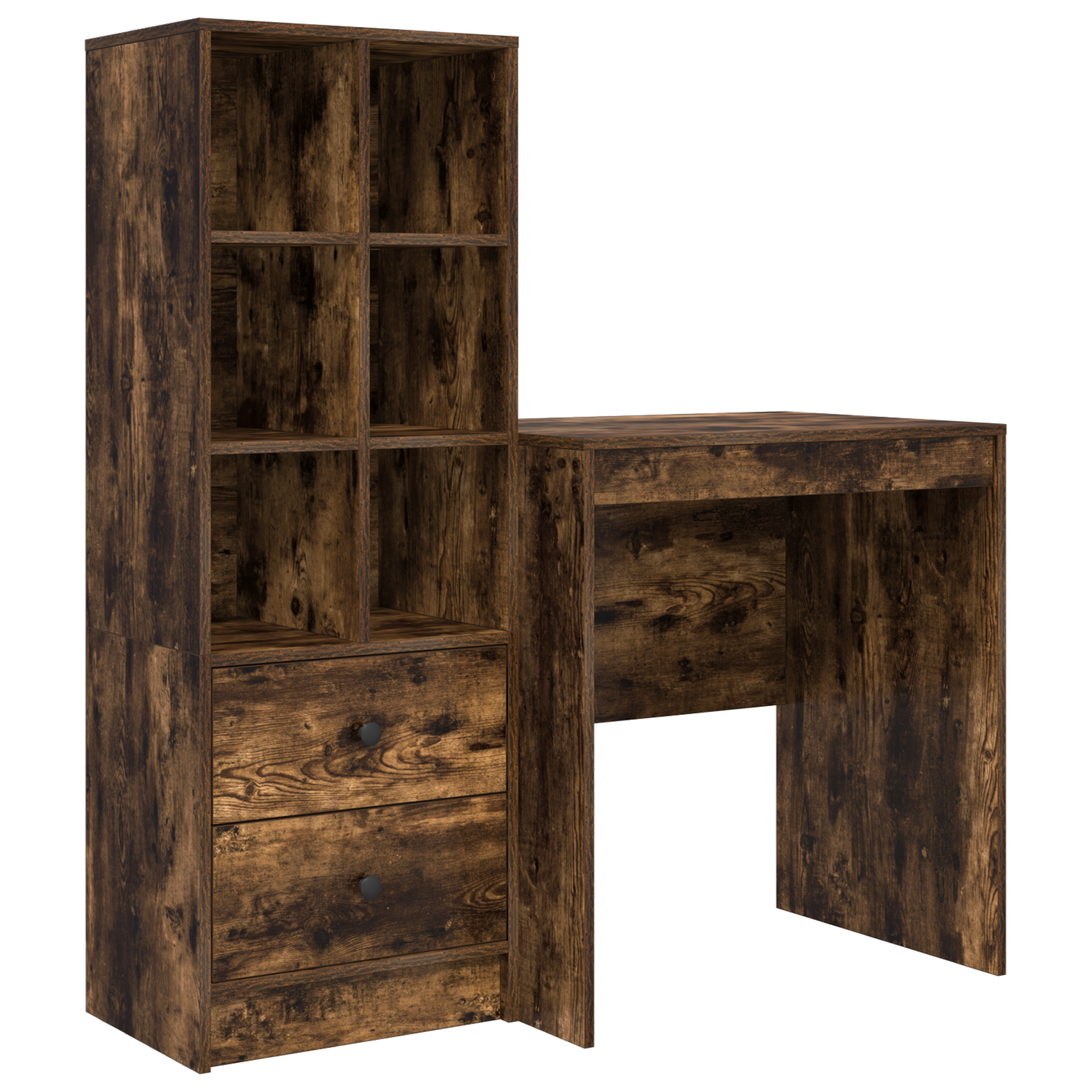 Desk with Storage Smoked Oak Engineered Wood - Image 2