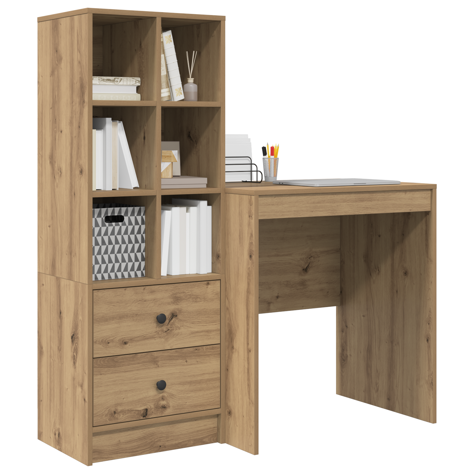 Desk with Storage Artisan Oak Engineered Wood - Image 3