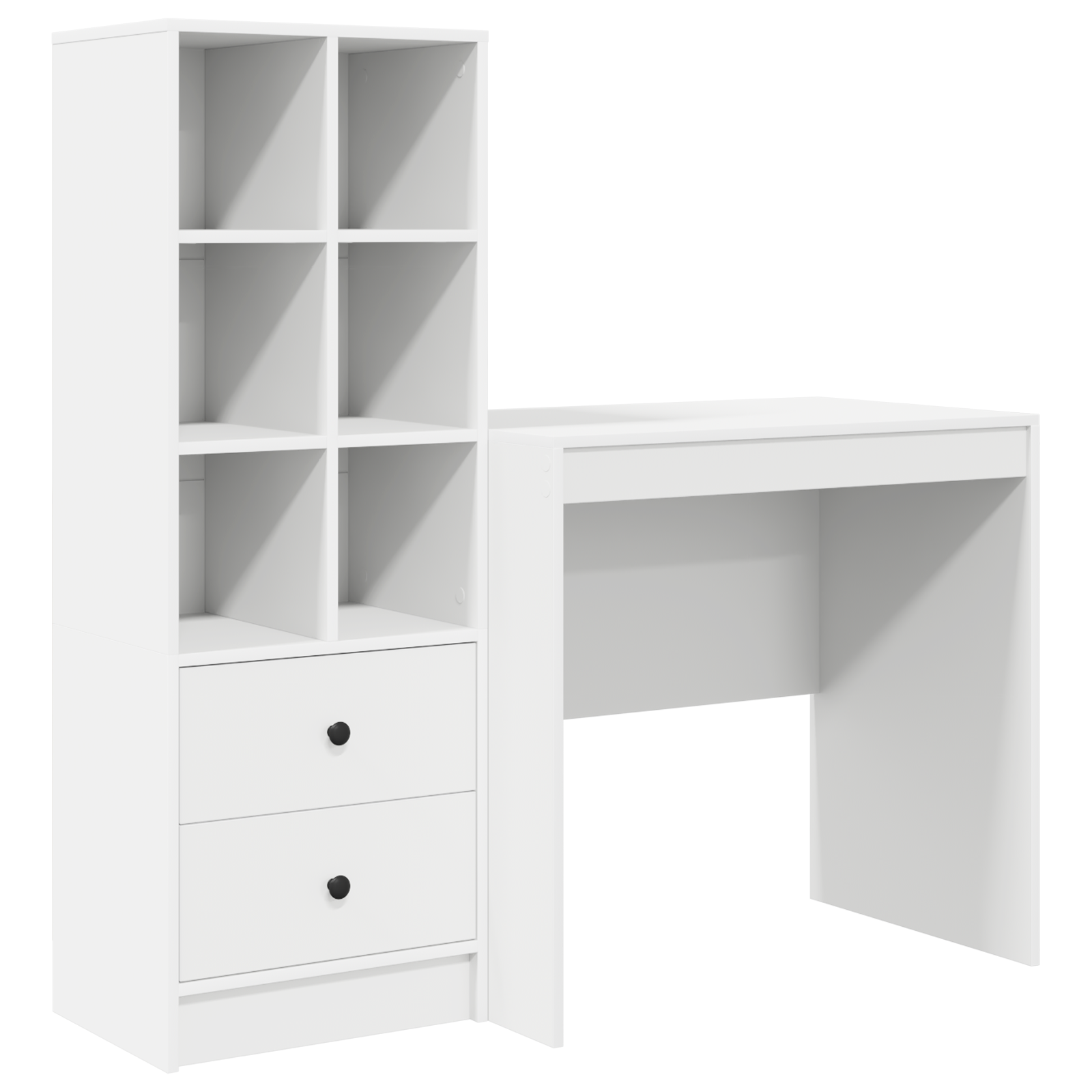 Desk with Storage White Engineered Wood - Image 2