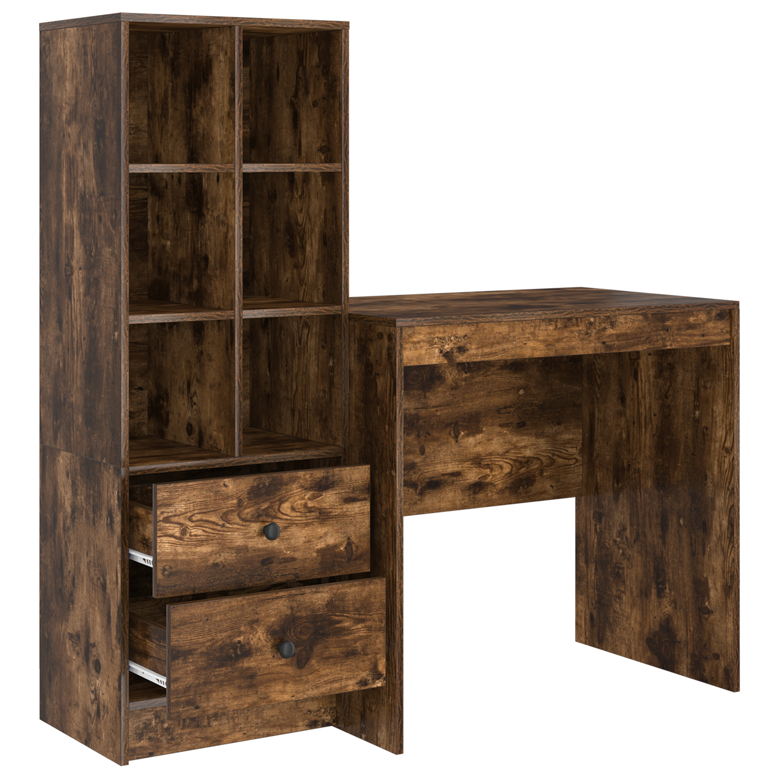 Desk with Storage Smoked Oak Engineered Wood - Image 6