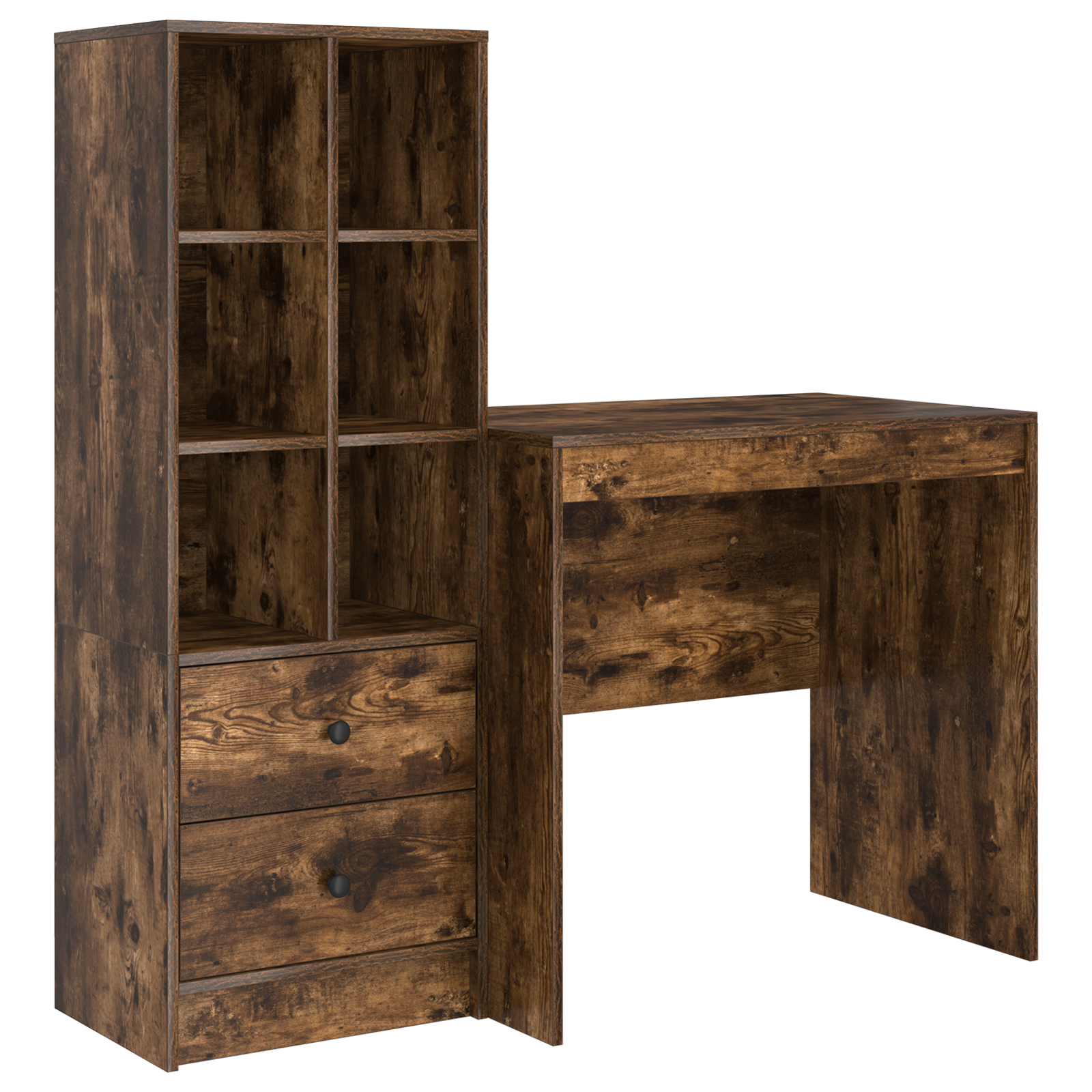 Desk with Storage Smoked Oak Engineered Wood - Image 2