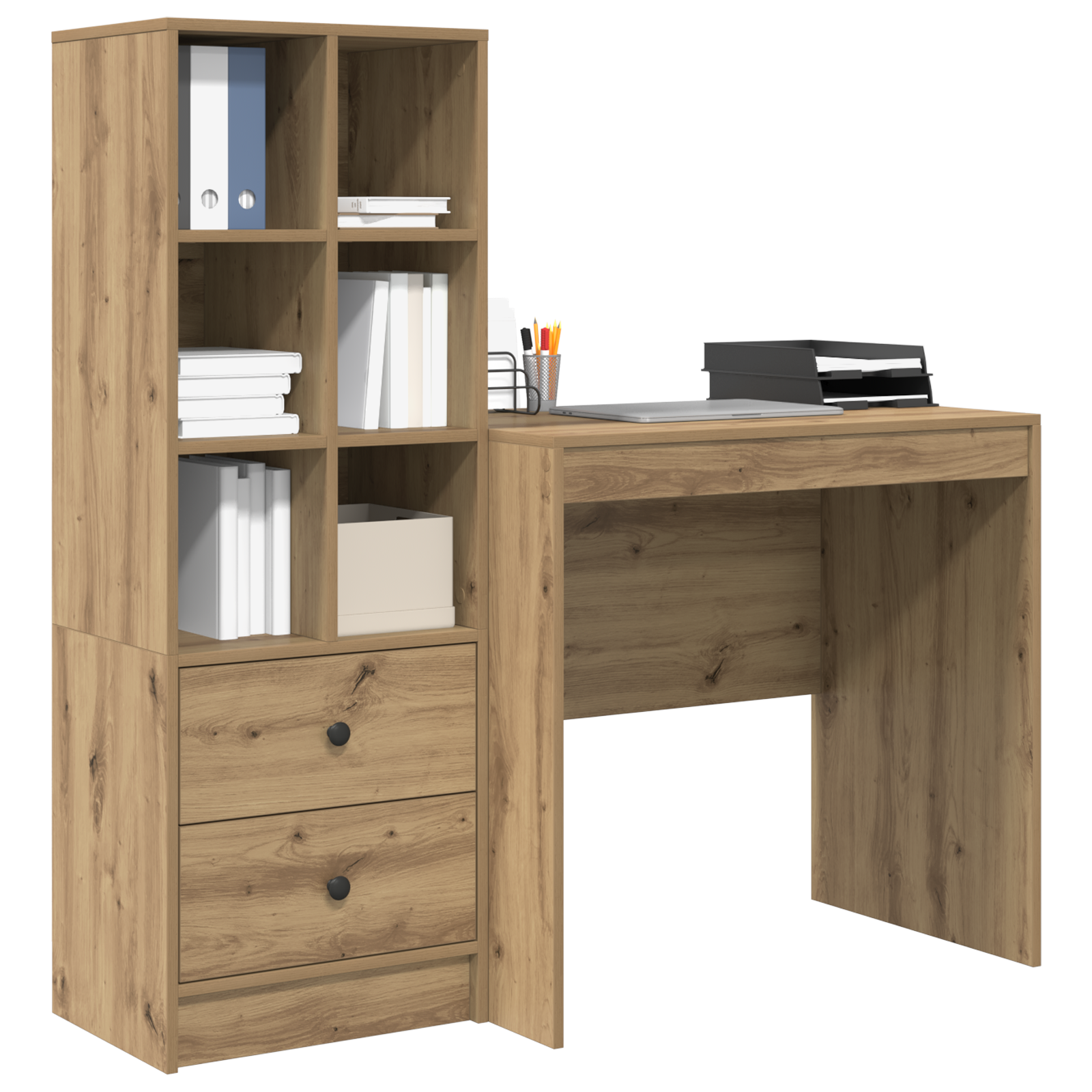 Desk with Storage Artisan Oak Engineered Wood - Image 3