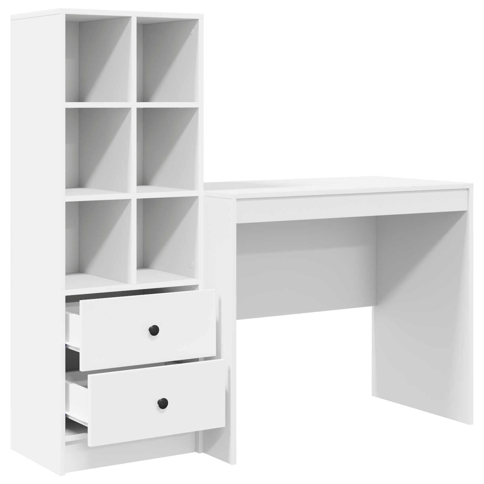 Desk with Storage White Engineered Wood - Image 6