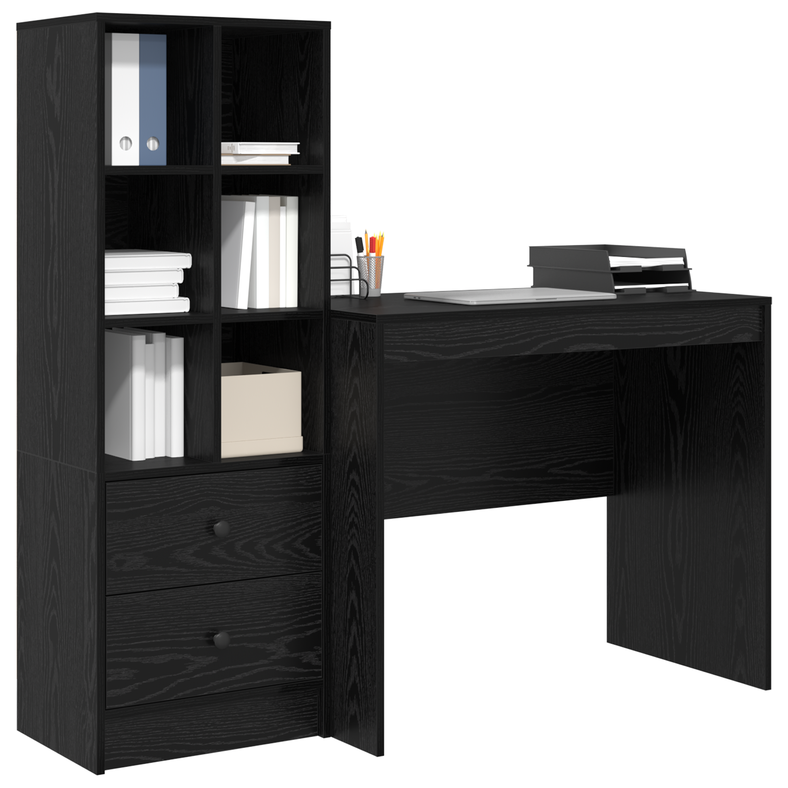 Desk with Storage Black Oak Engineered Wood - Image 3