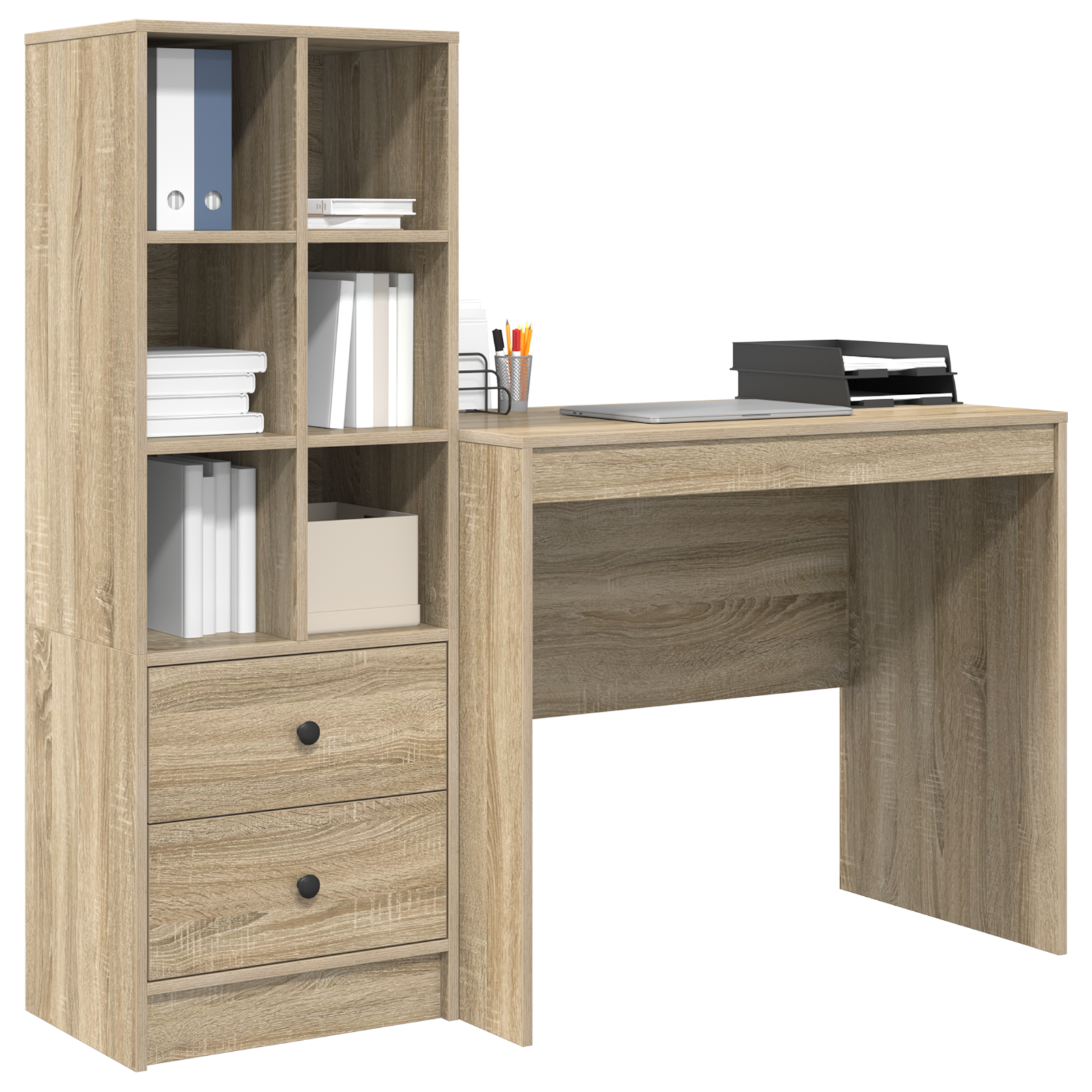 Desk with Storage Sonoma Oak Engineered Wood - Image 3