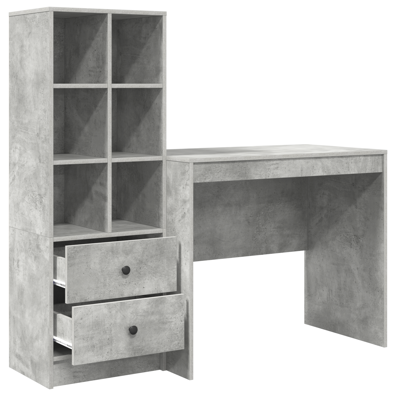 Desk with Storage Concrete Grey Engineered Wood - Image 6