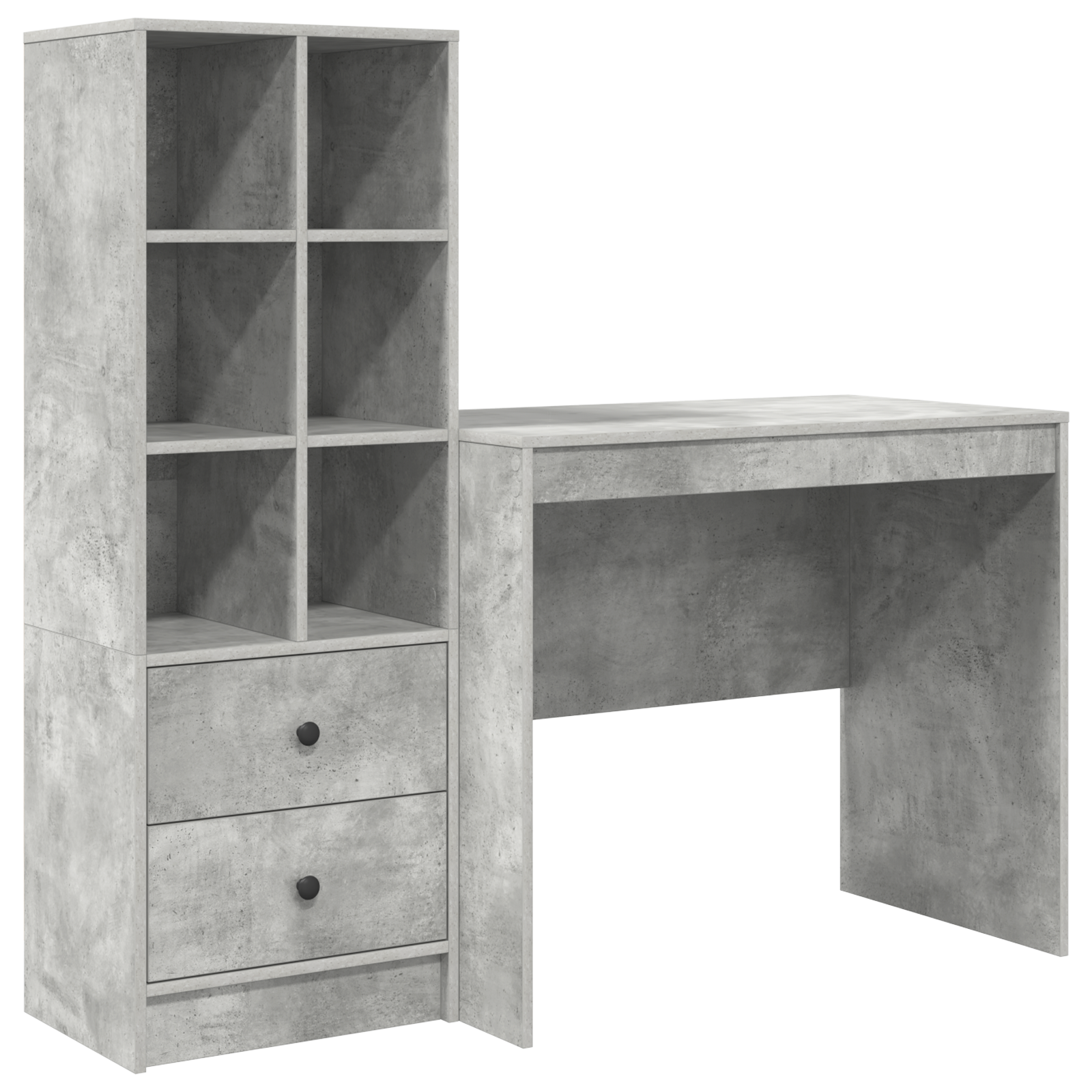Desk with Storage Concrete Grey Engineered Wood - Image 2
