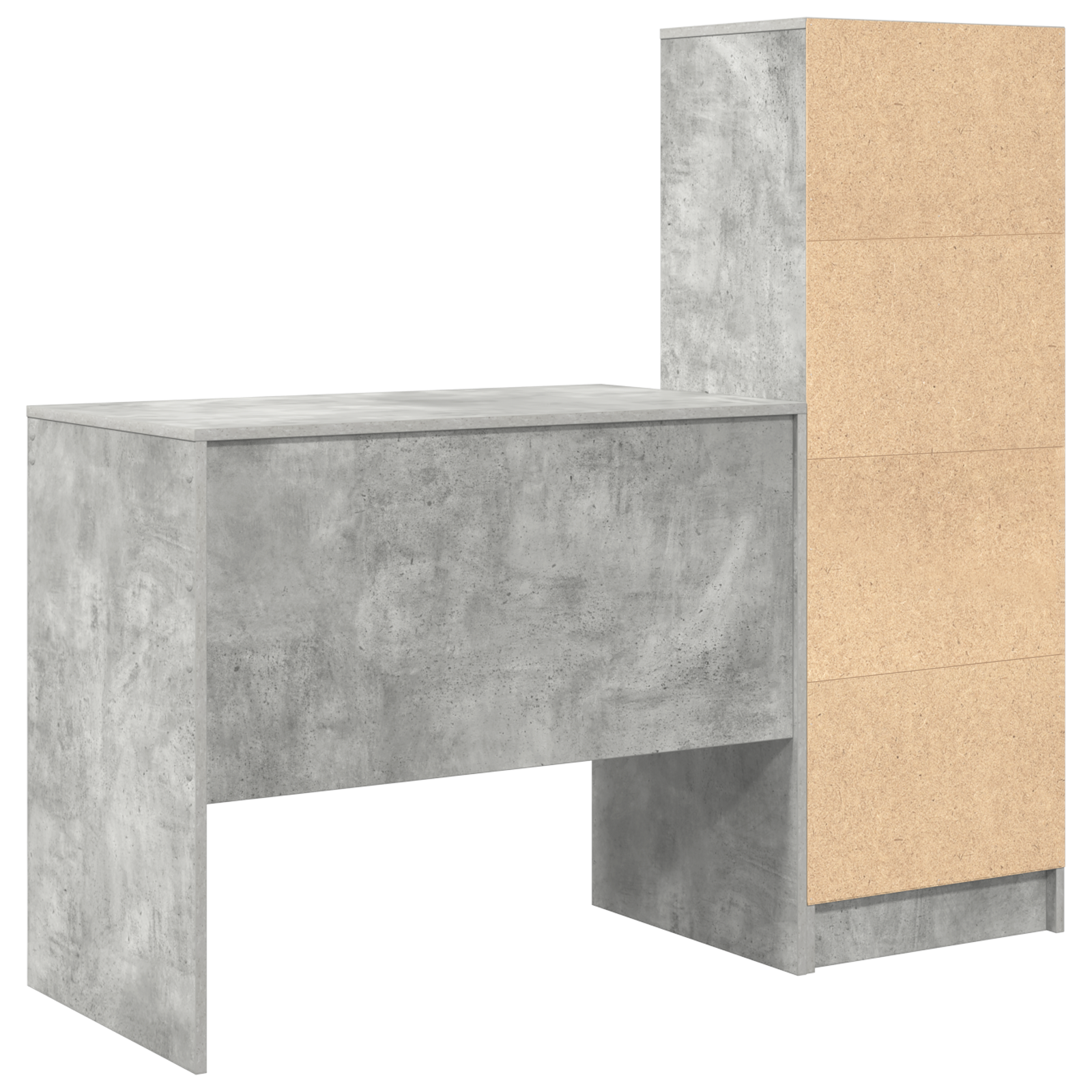 Desk with Storage Concrete Grey Engineered Wood - Image 8