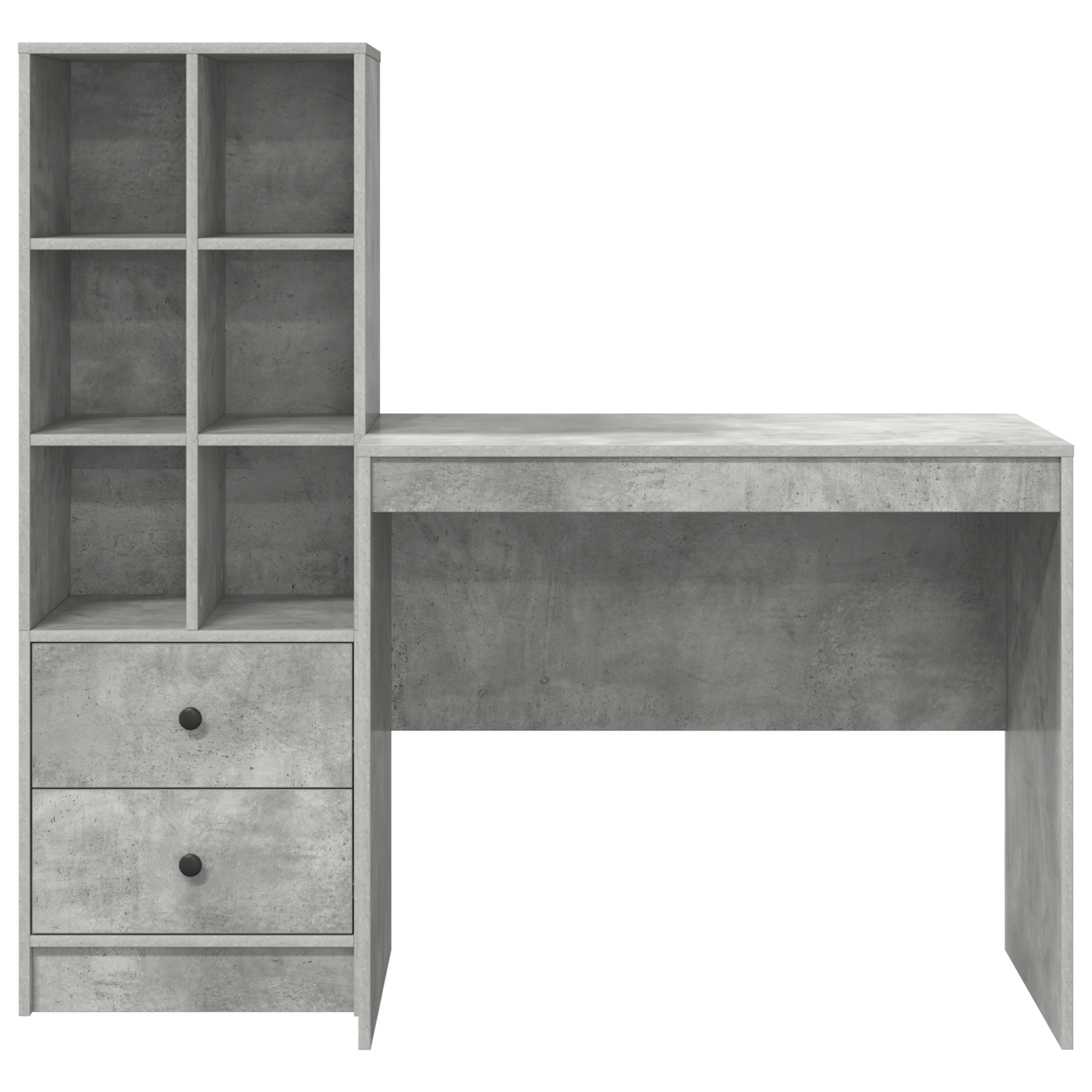 Desk with Storage Concrete Grey Engineered Wood - Image 7