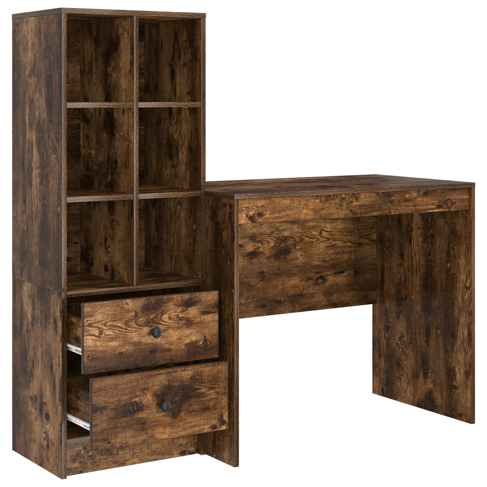 Desk with Storage Smoked Oak Engineered Wood - Image 6
