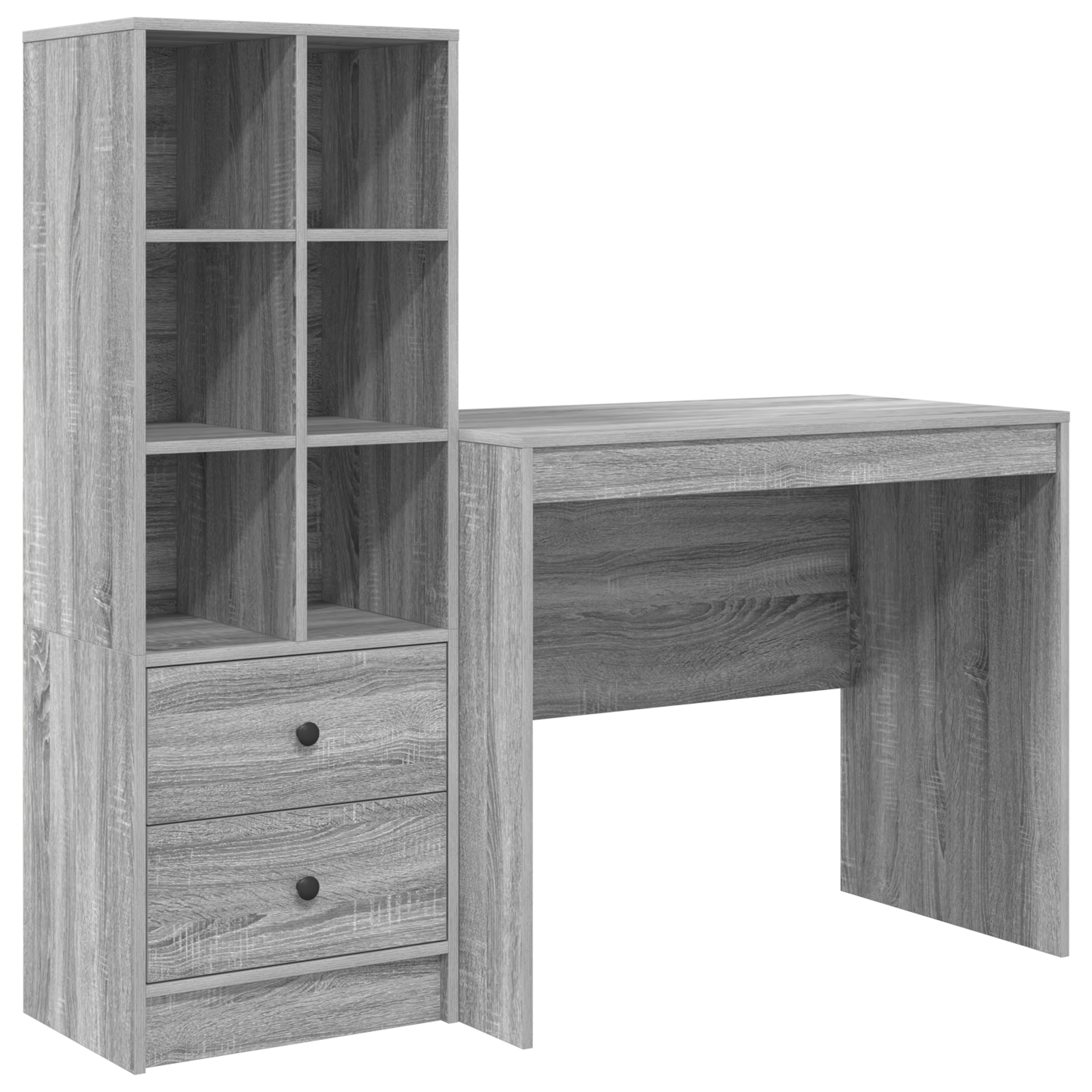 Desk with Storage Grey Sonoma Engineered Wood - Image 2
