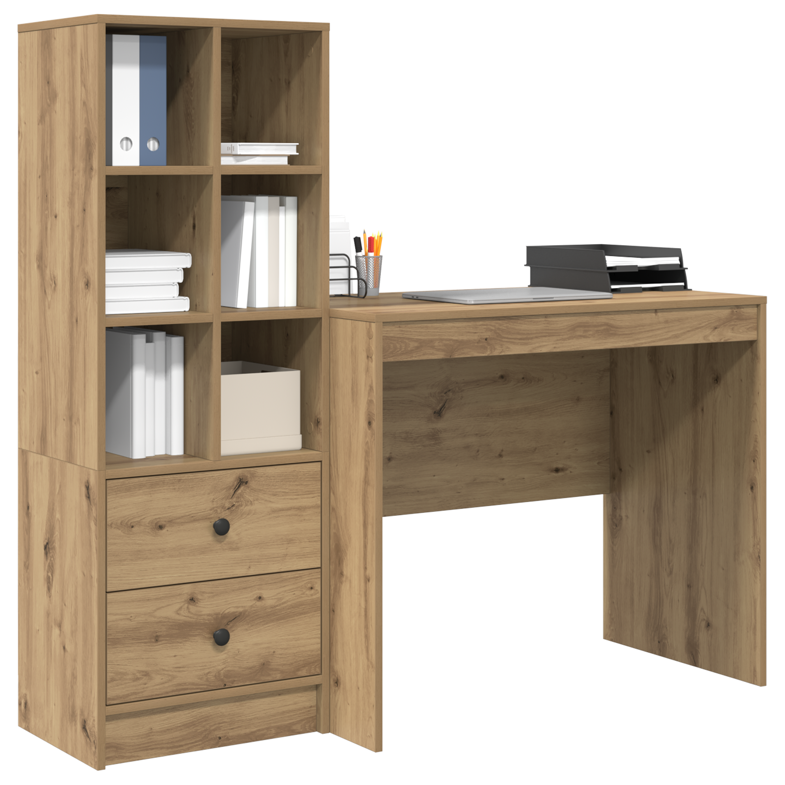 Desk with Storage Artisan Oak Engineered Wood - Image 3
