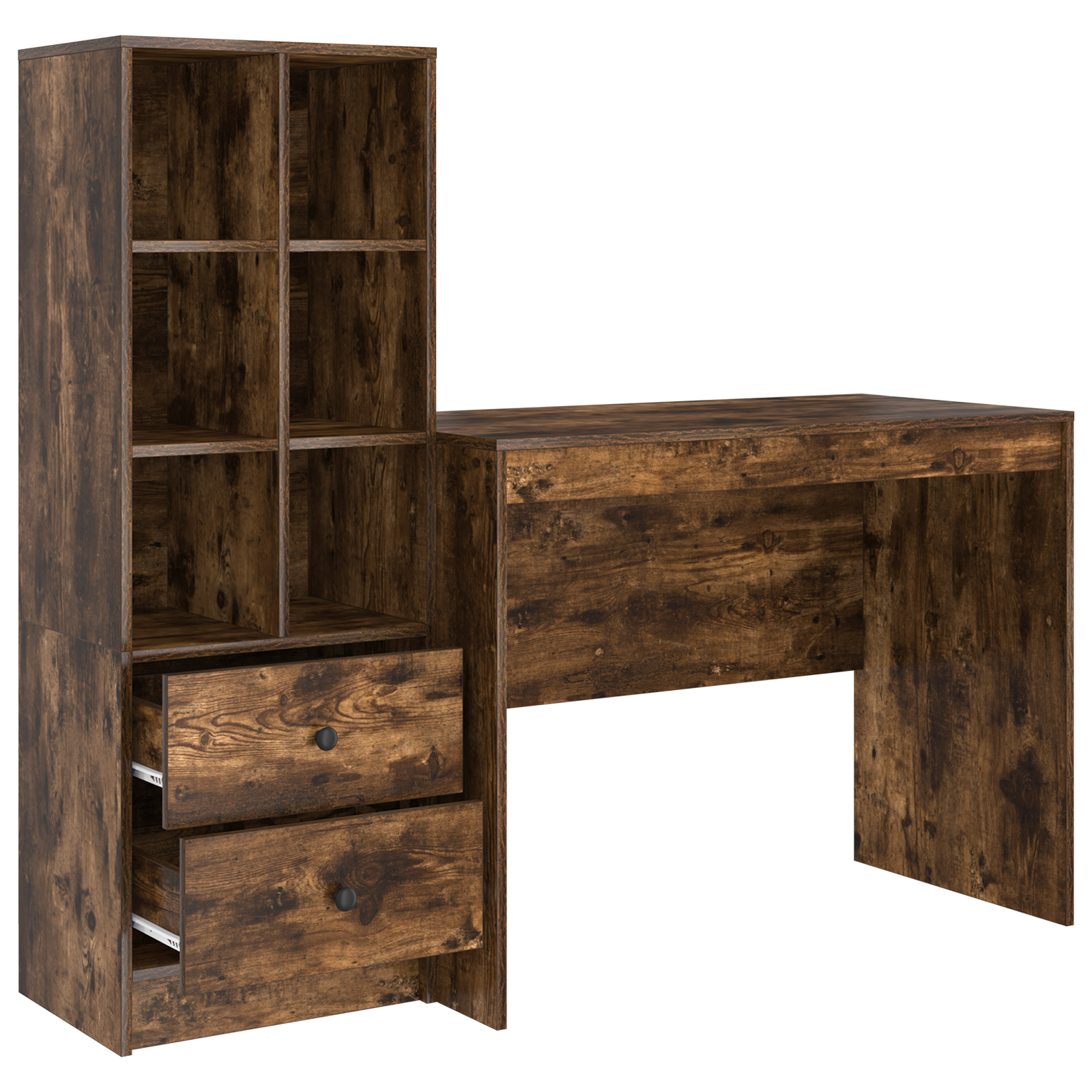 Desk with Storage Smoked Oak Engineered Wood - Image 6