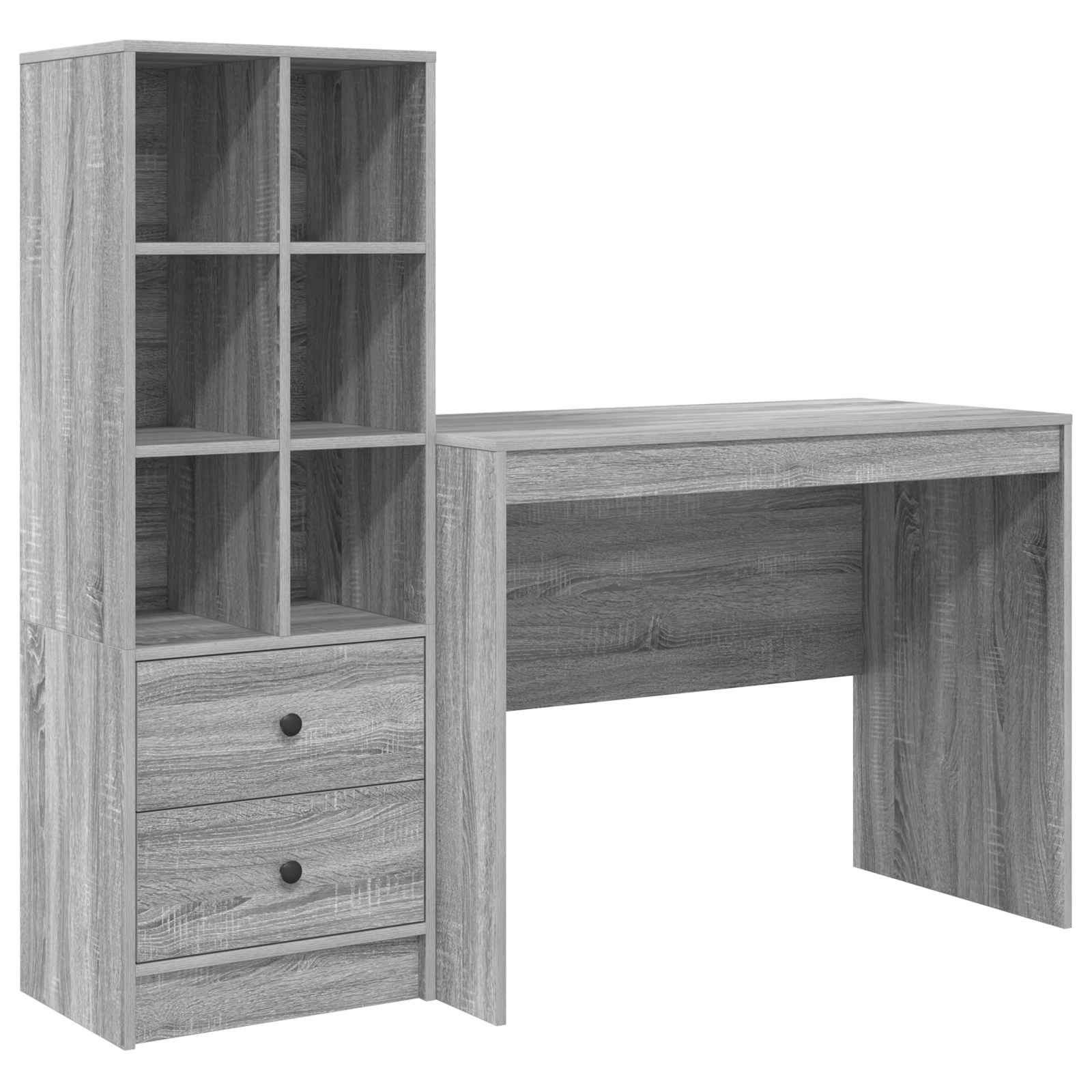 Desk with Storage Grey Sonoma Engineered Wood - Image 2