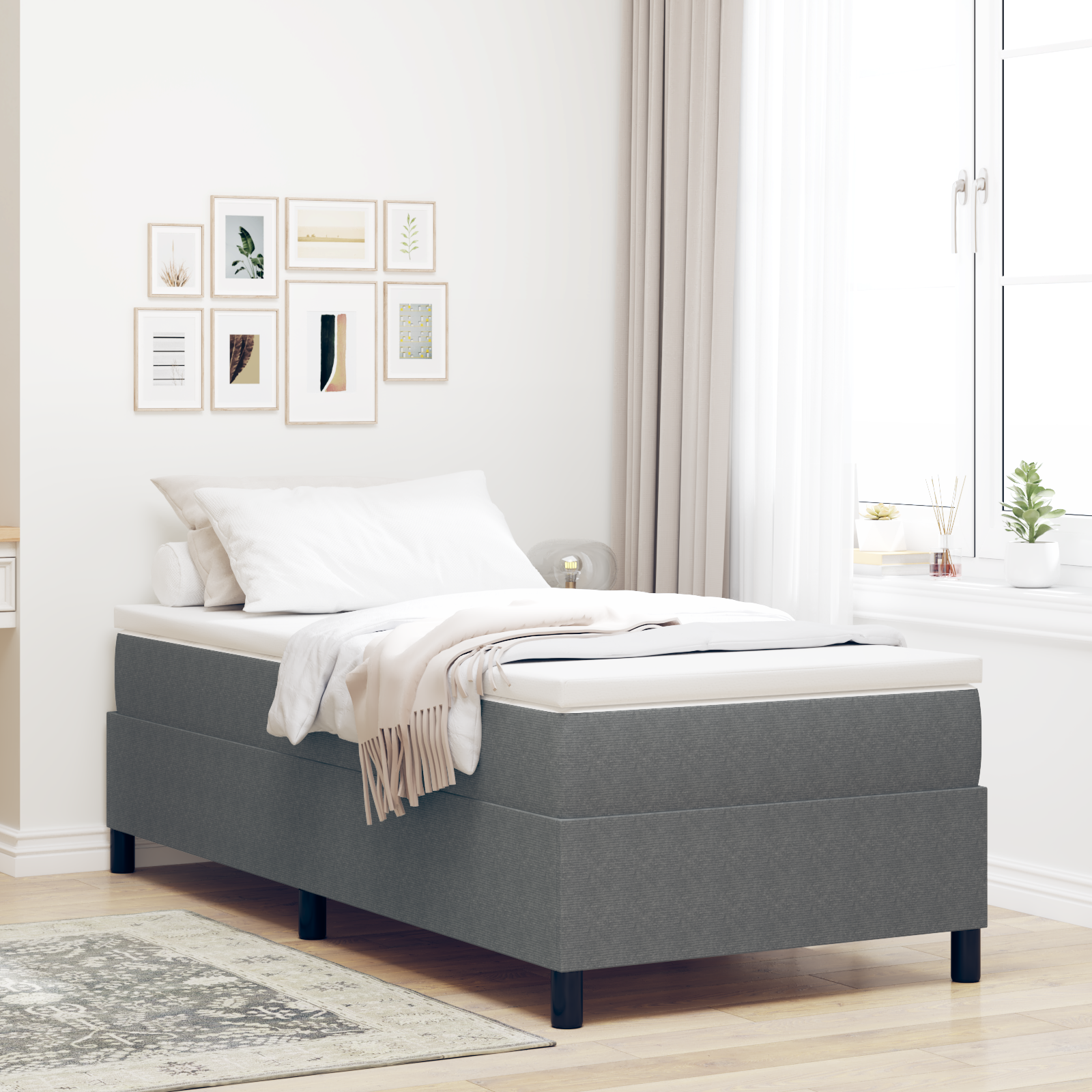 Box Spring Bed Light Grey 80x200 cm Corduroy Fabric