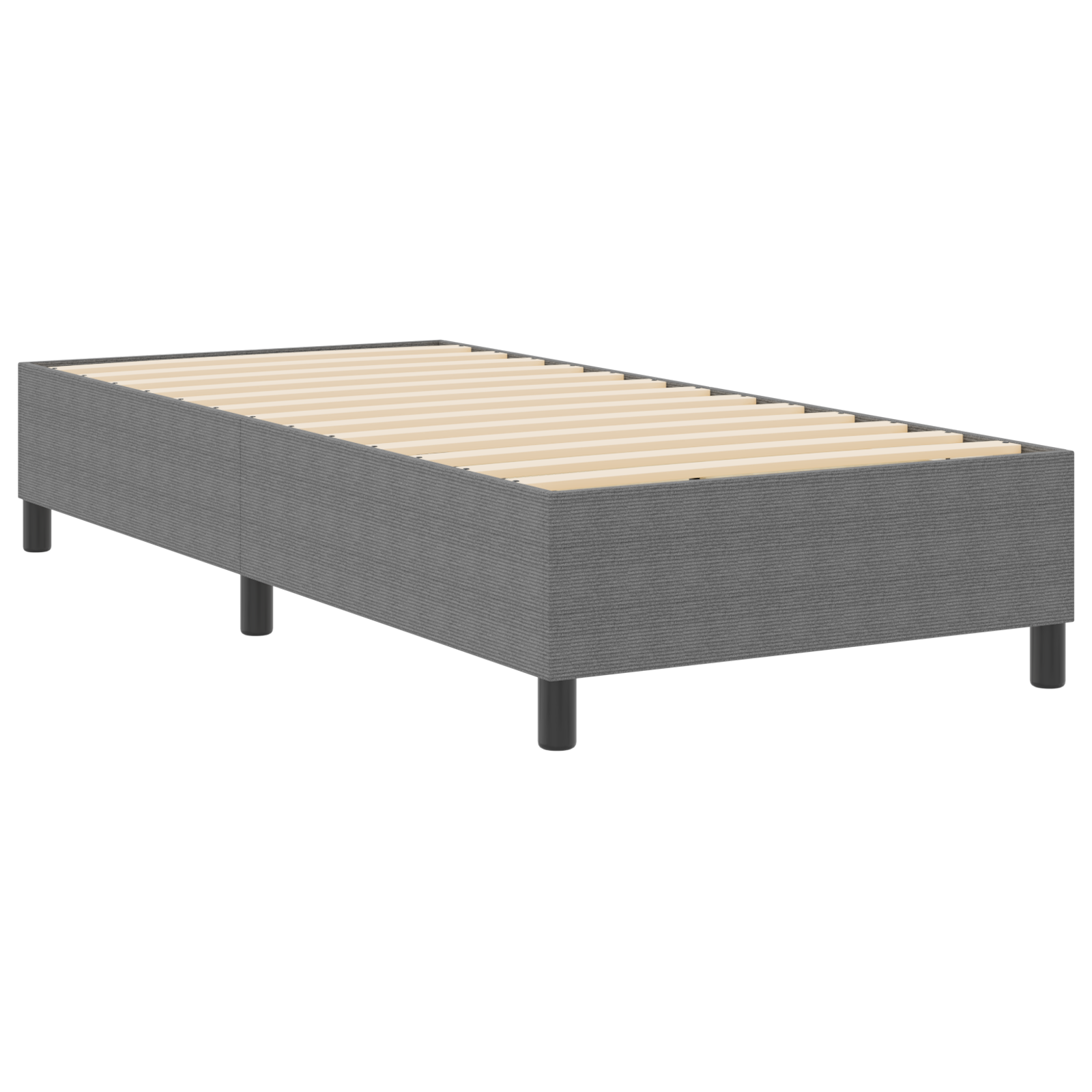 Box Spring Bed Light Grey Single Corduroy Fabric - Image 3
