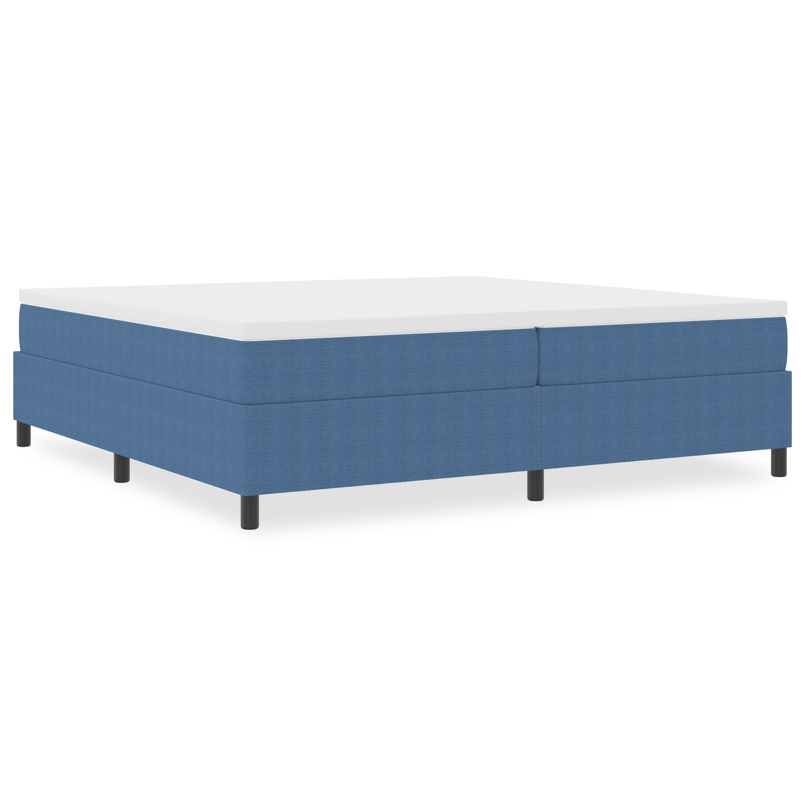 Box Spring Bed Blue 200x200 cm Corduroy Fabric - Image 4