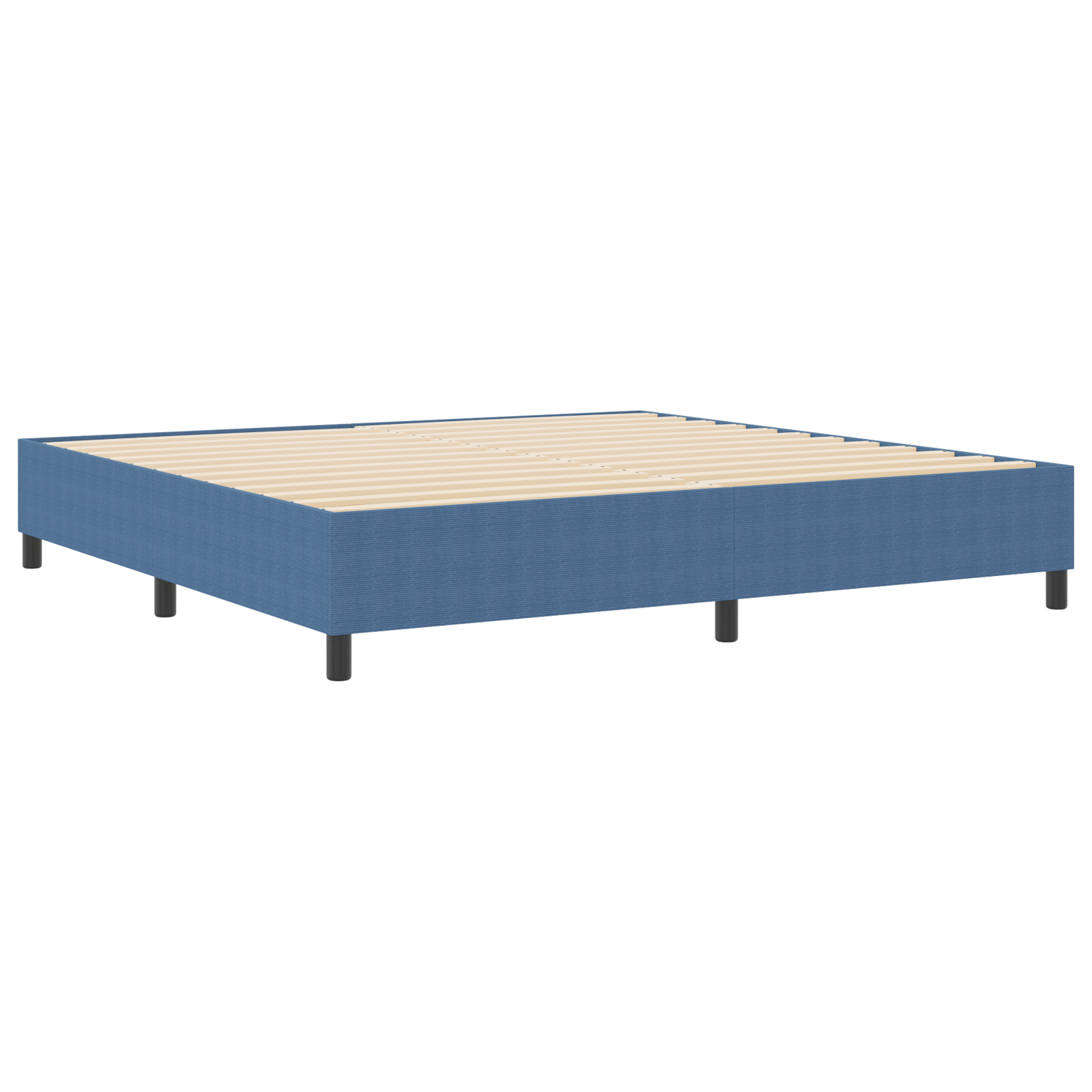 Box Spring Bed Blue 200x200 cm Corduroy Fabric - Image 3