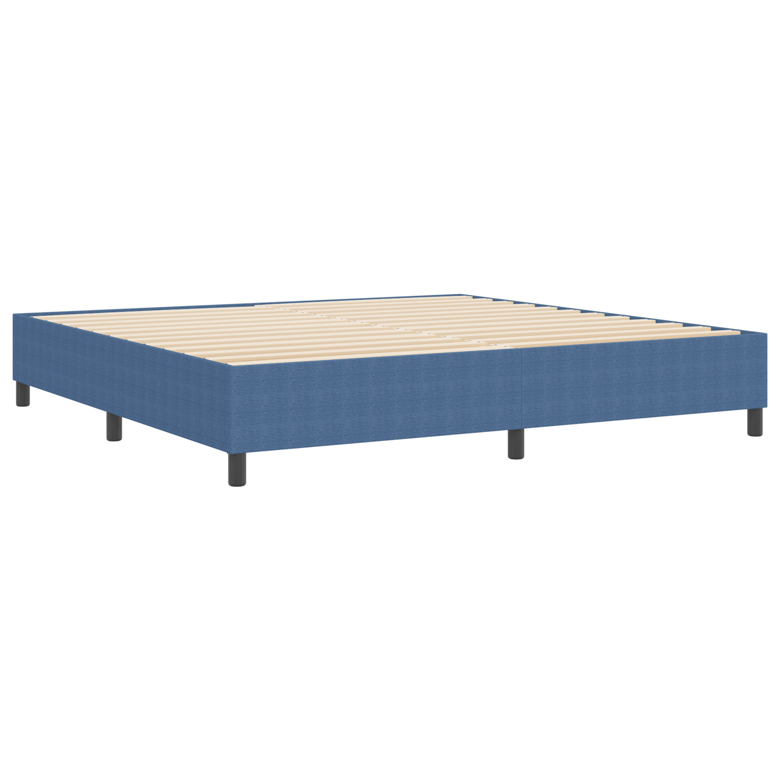Box Spring Bed Blue 200x200 cm Corduroy Fabric - Image 8