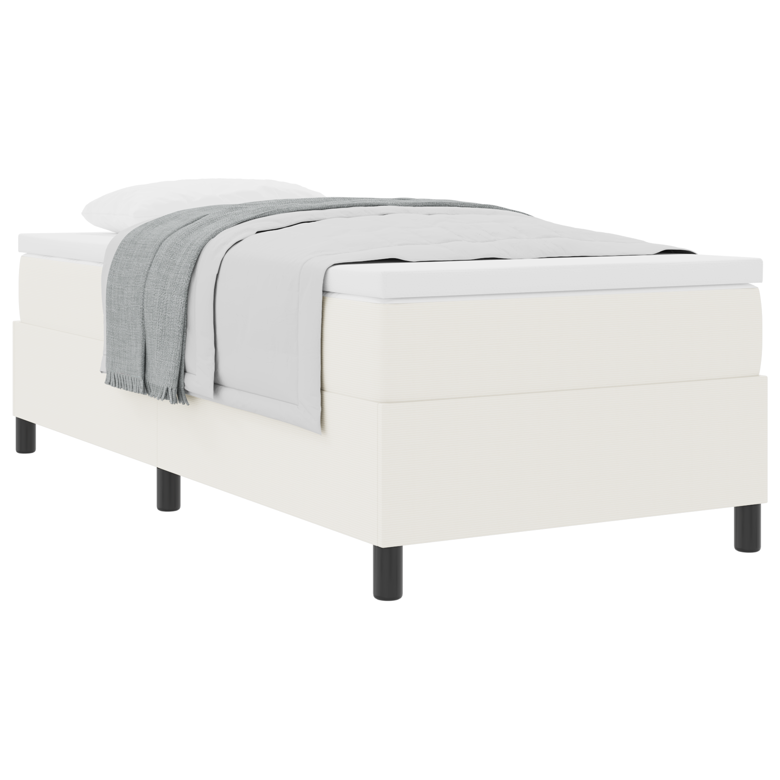 Thumbnail - vidaXL Boxspringbett mit Matratze in Creme, 80 x 200 cm, aus Cordstoff.