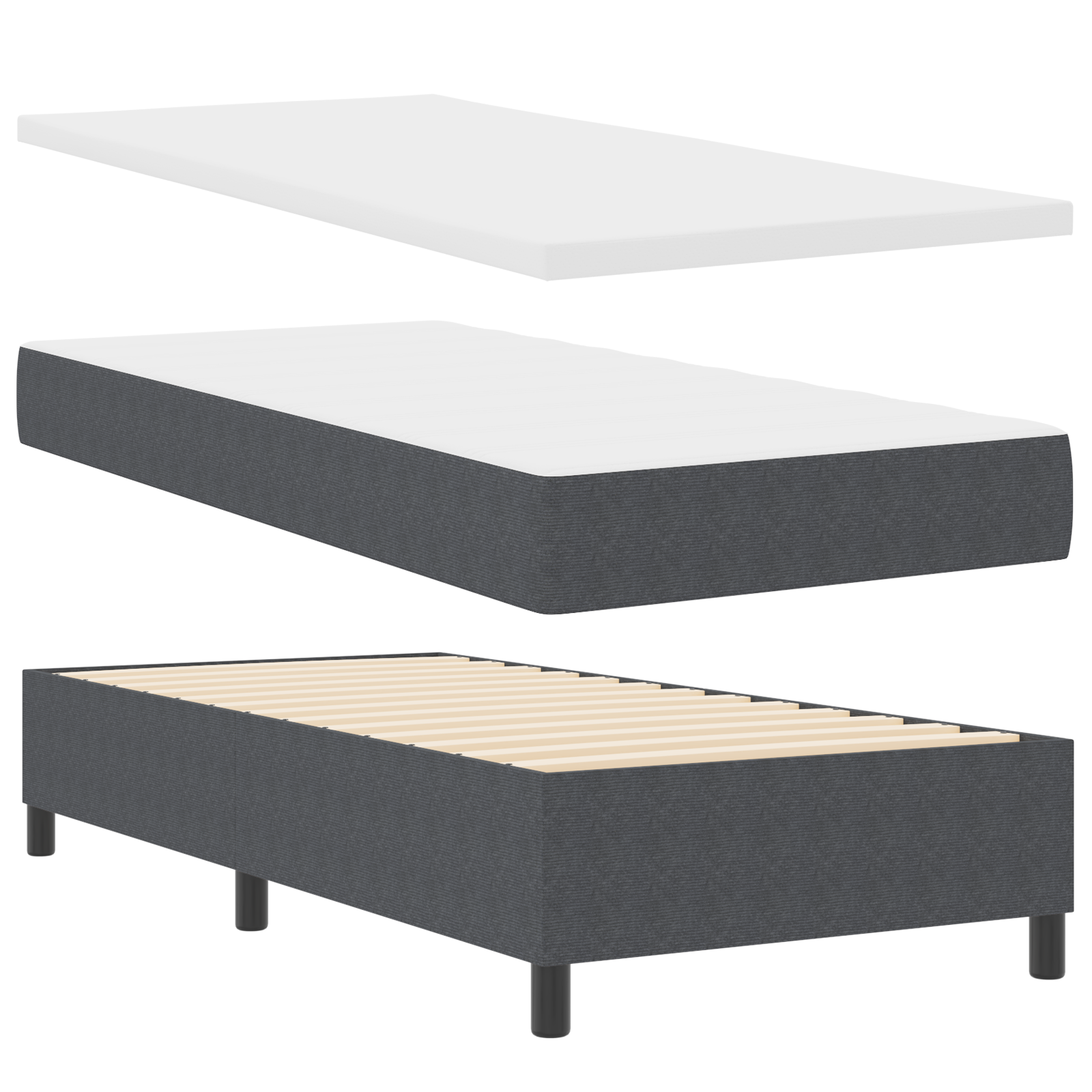 Lovos rėmas su čiužiniu tamsiai pilkas 100 x 200 cm velvetas - Image 6