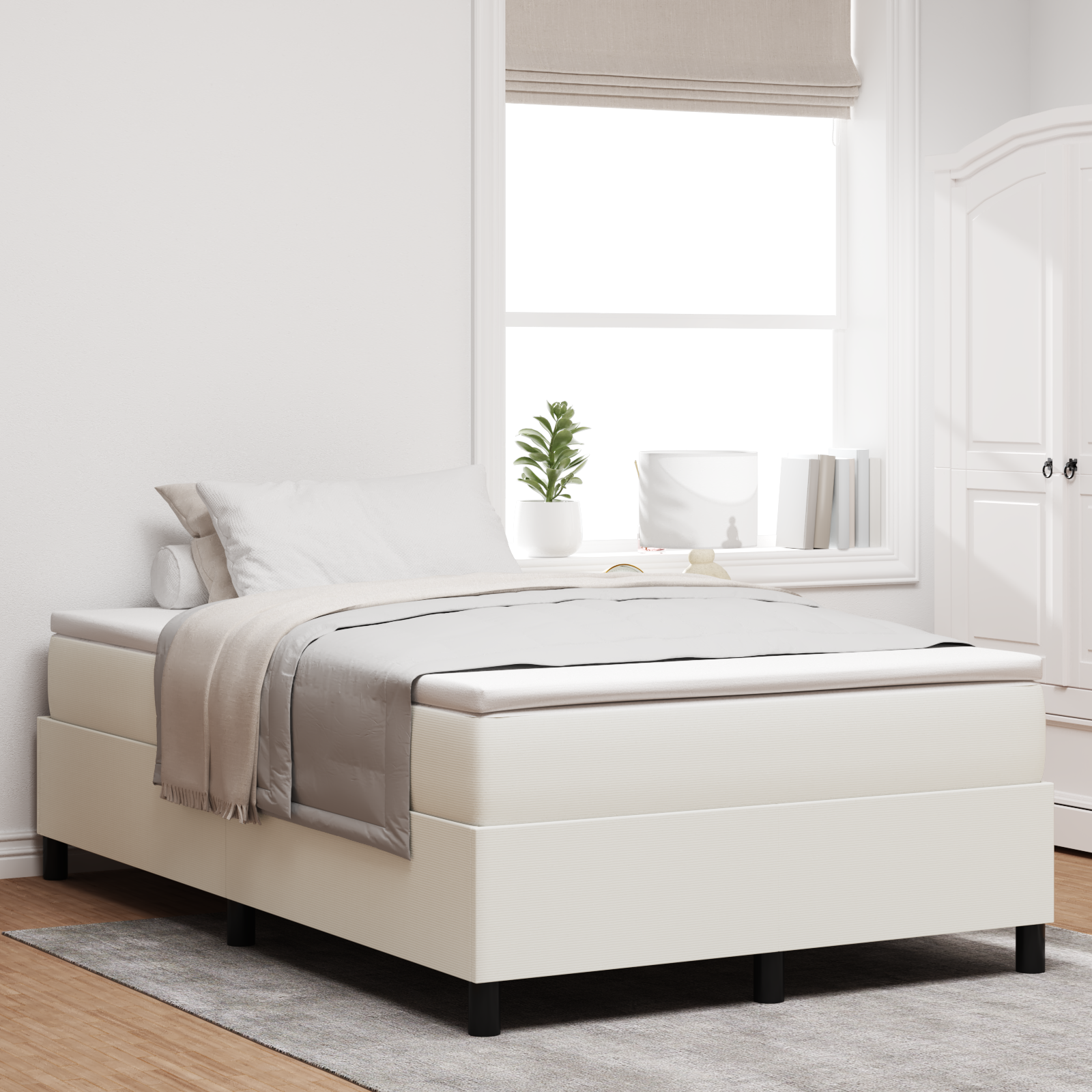 Thumbnail - vidaXL Boxspringbett mit cremefarbener Matratze - 120 x 200 cm, Cordstoff