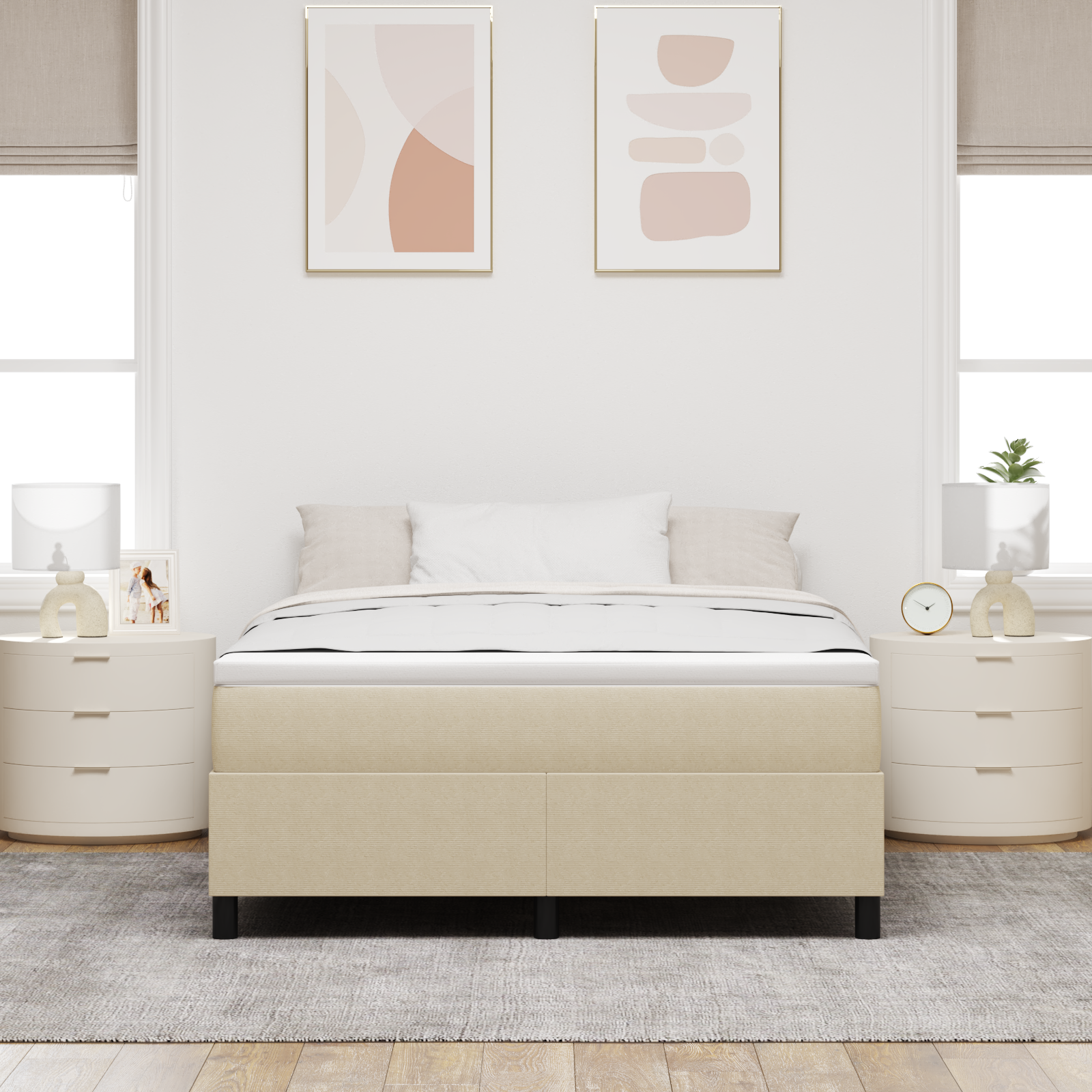 Box Spring Lova su Čiužiniu Šviesiai Žalia Pilka 160x200 cm Velveto Audinys - Image 5