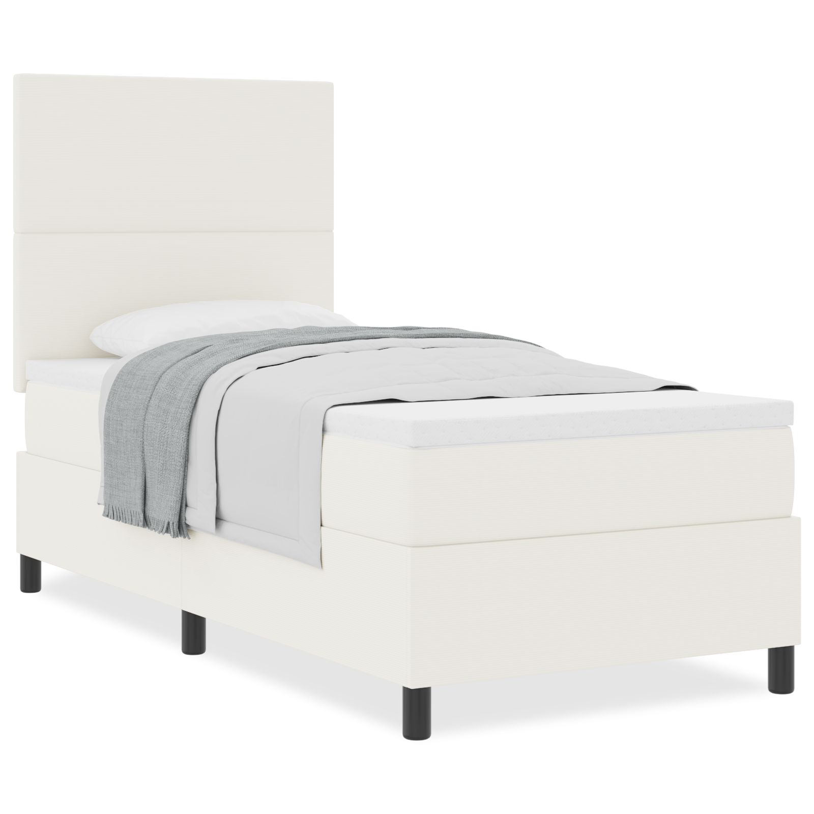 Box Spring Bed with Mattress Cream 80x200 cm Corduroy Fabric - Image 4